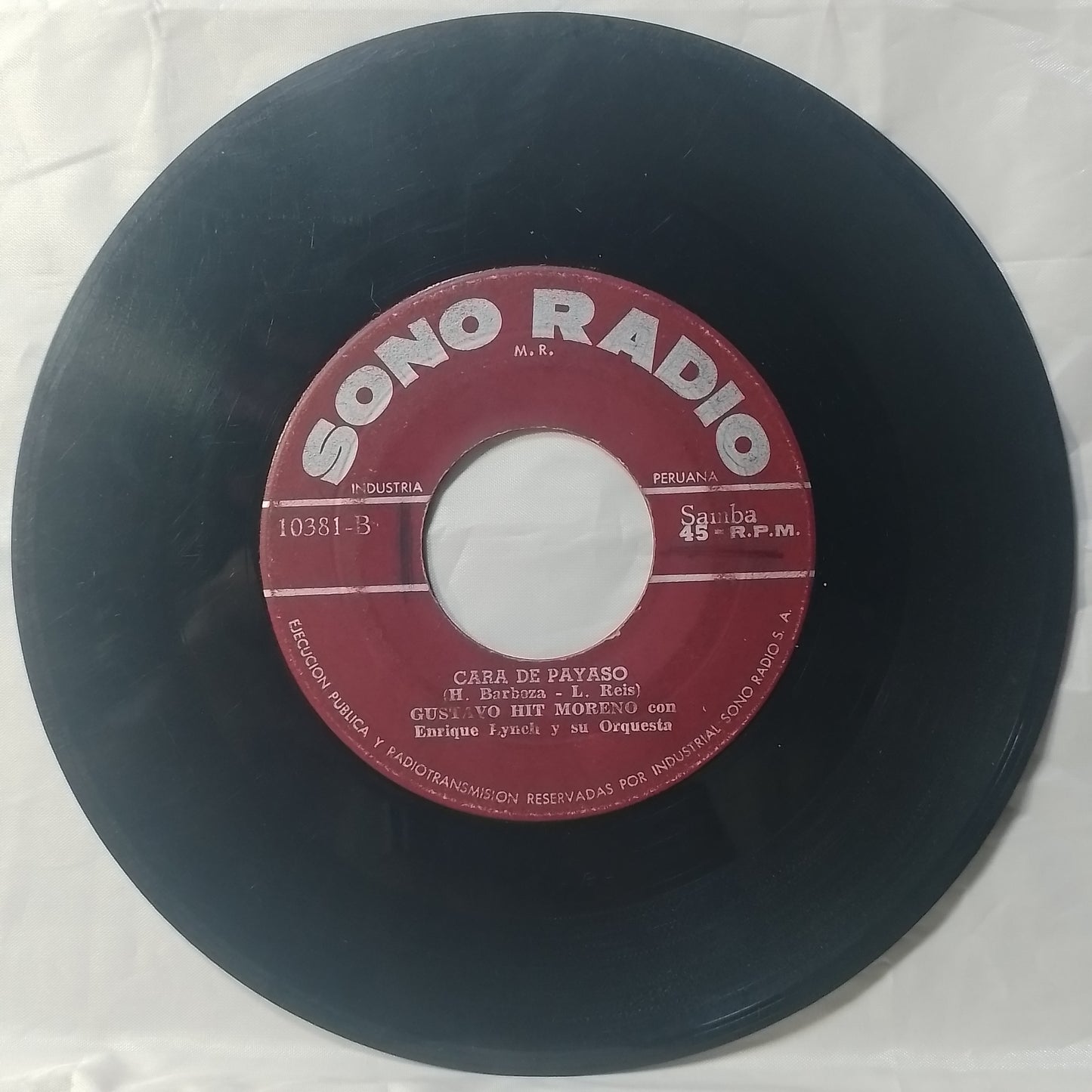 single 7" Gustavo Hit Moreno Rita Saenz Enrique Lynch Llorando Me Dormi / Cara De Payaso made peru latin rock