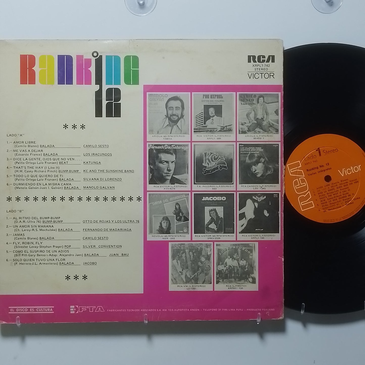 lp Ranking 12 Otto de Rojas Camilo Sesto Los Iracundos varios made peru 1975 rock cumbia