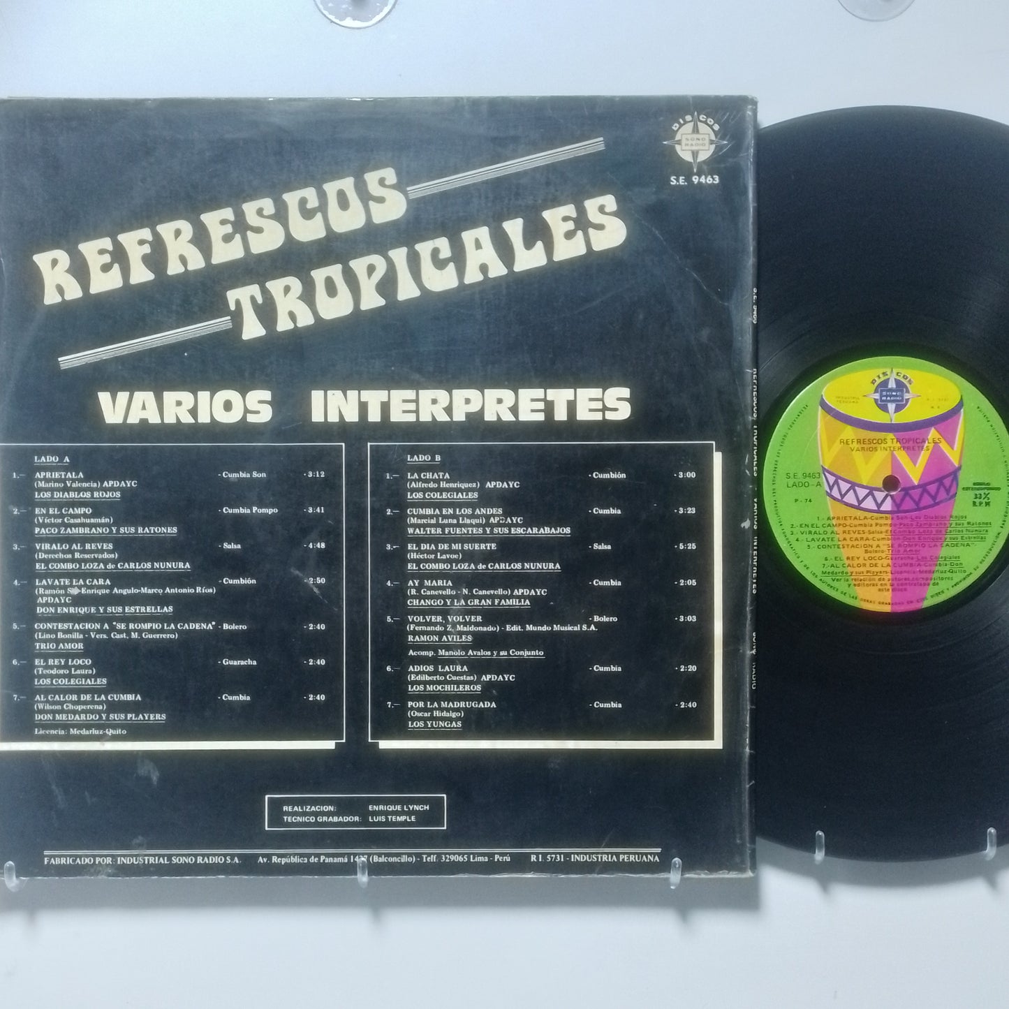lp Refrescos Tropicales los diablos rojos el combo loza los colegiales varios made peru 1974 cumbia