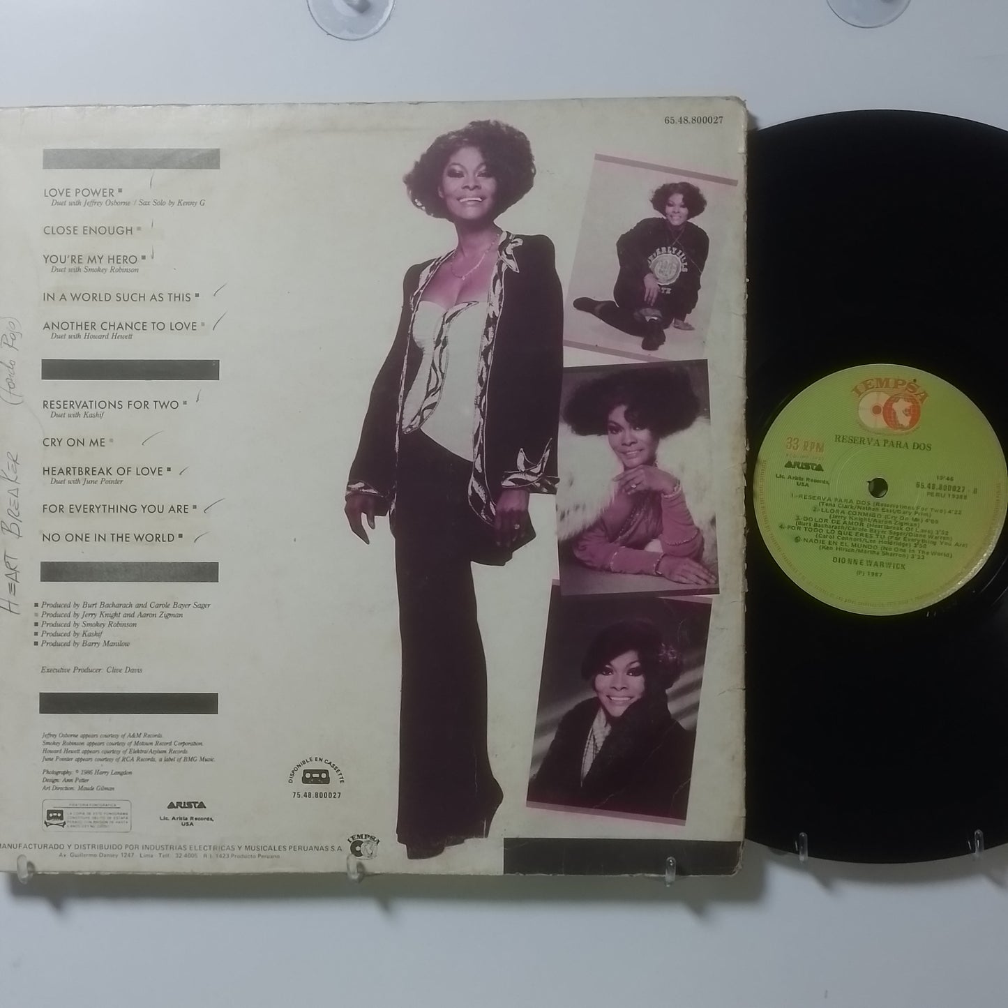 lp Dionne Reservations For Two made peru 1987 soul disco