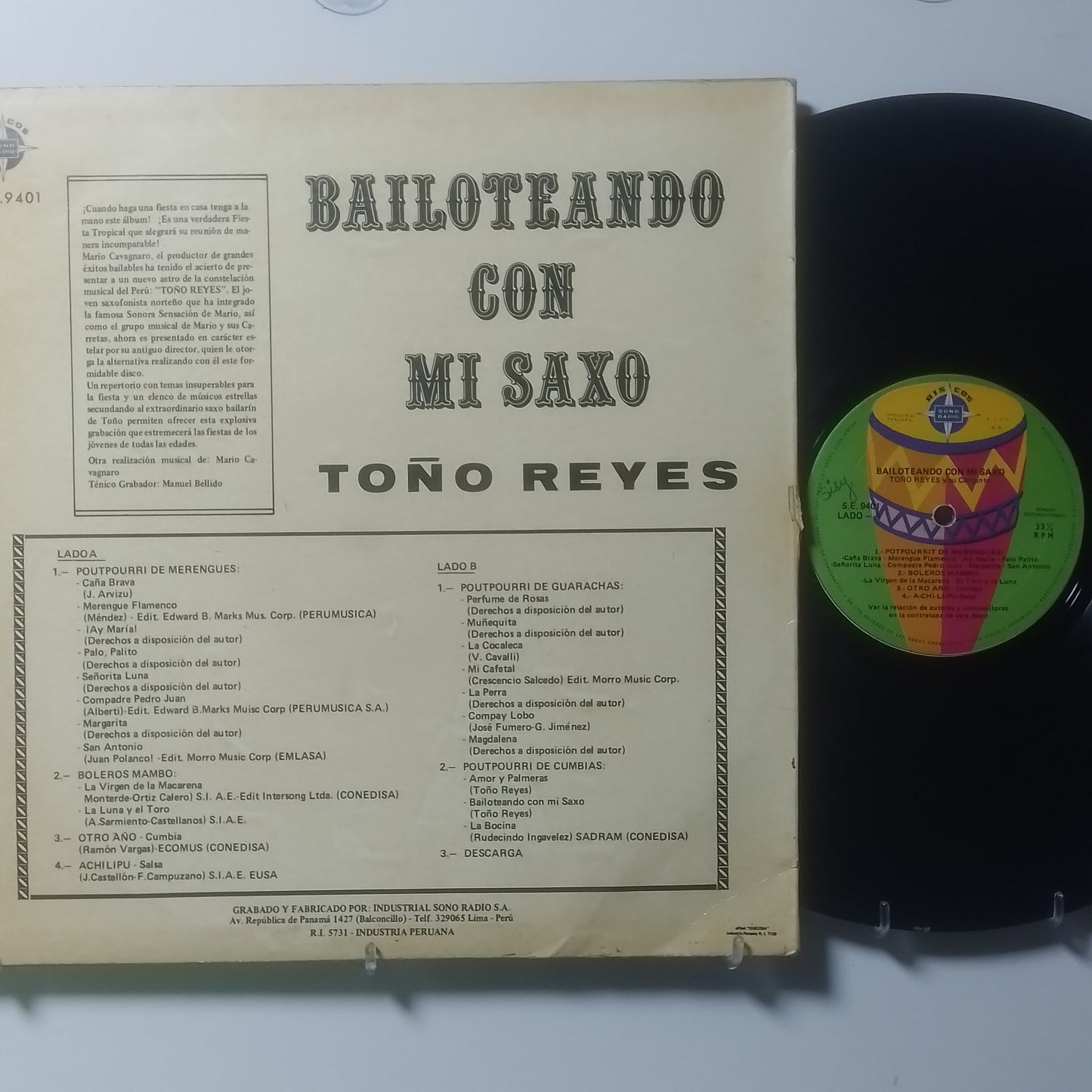 lp Toño Reyes Bailoteando Con Mi Saxo made peru 1972 latin salsa