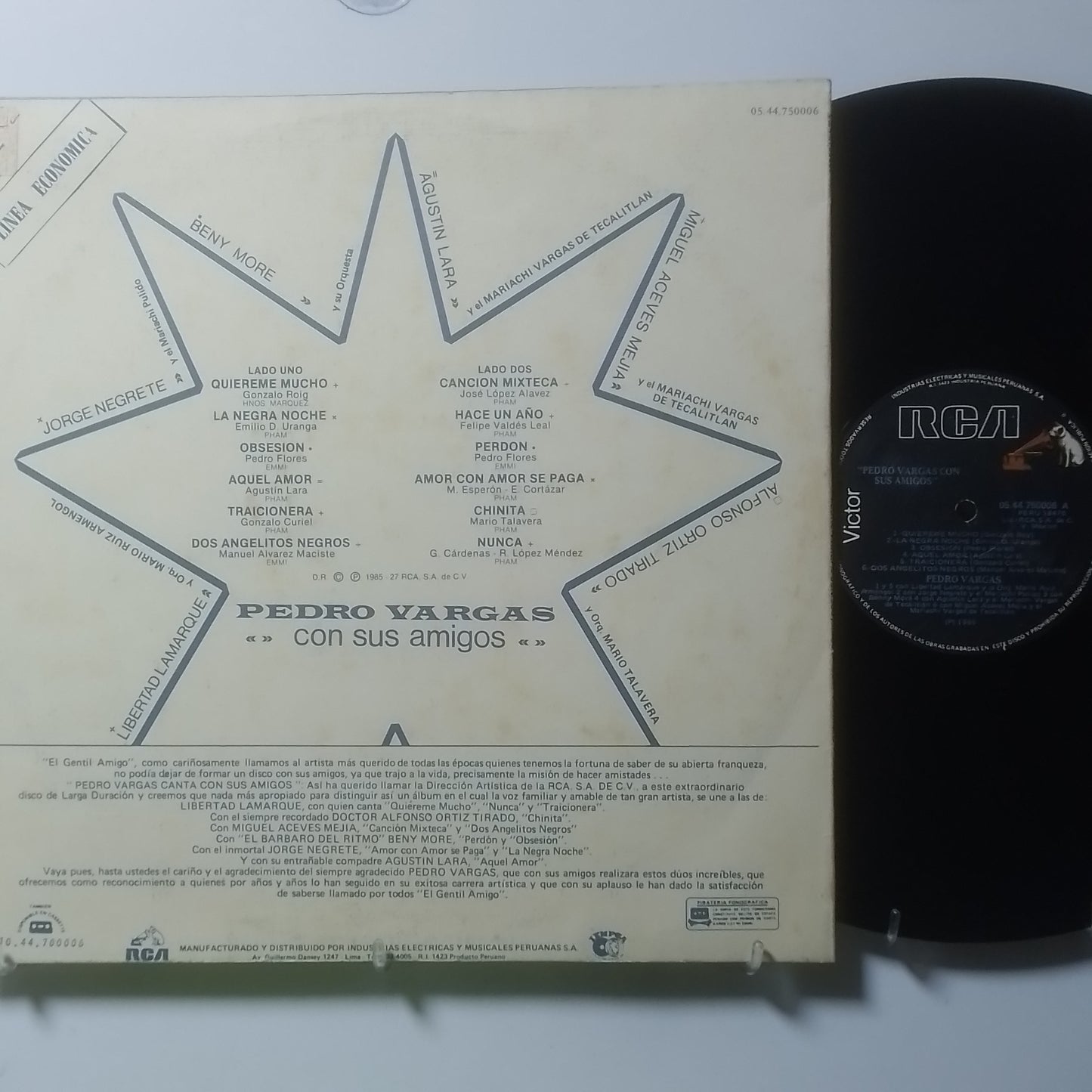 lp Pedro Vargas Pedro Vargas Con Sus Amigos made peru 1985 ranchera folk