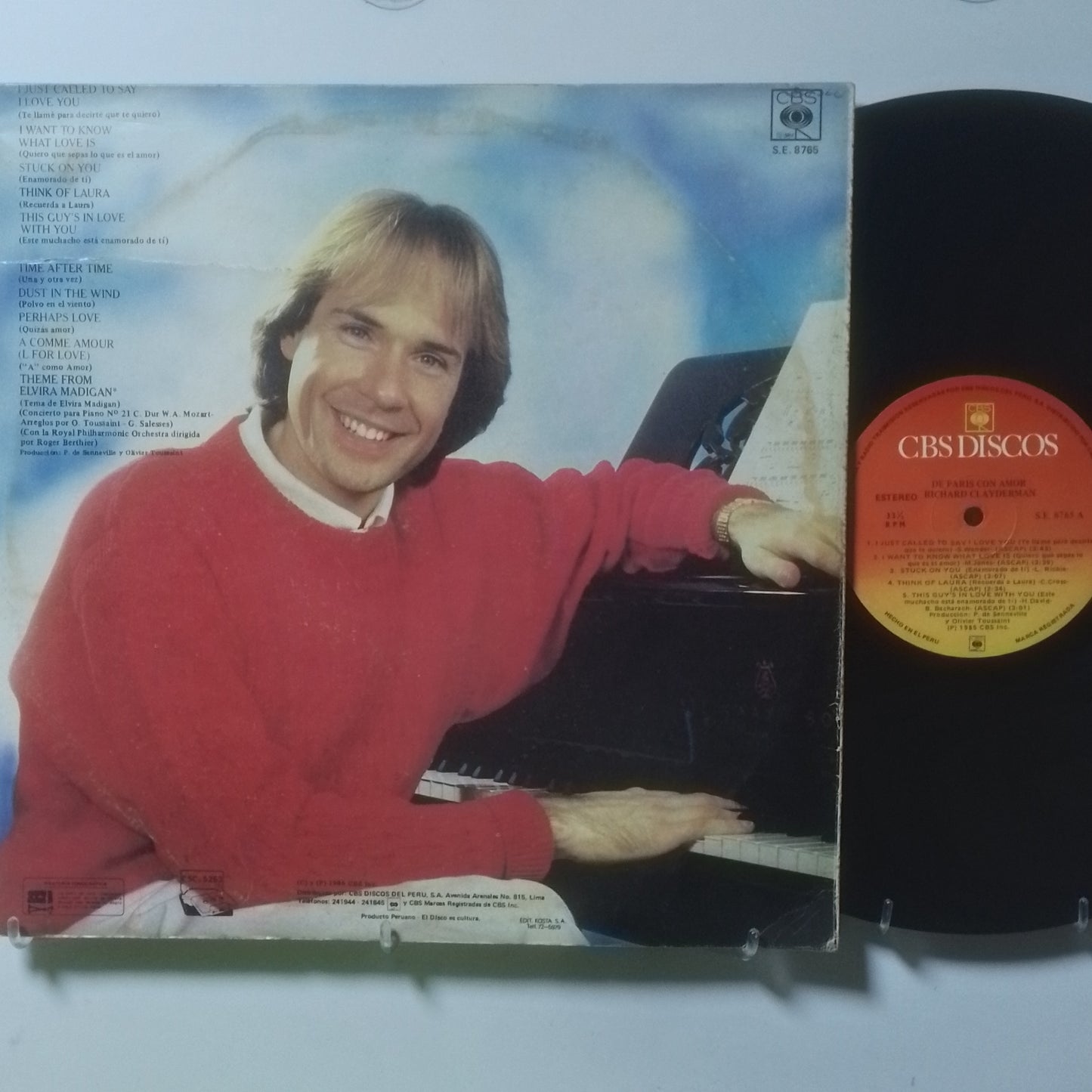 lp Richard Clayderman From Paris With Love made peru 1985 pop instrumental