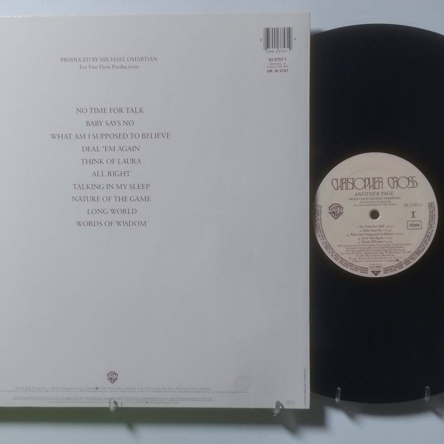 lp Christopher Cross Another Page made alemania 1983 con insert rock