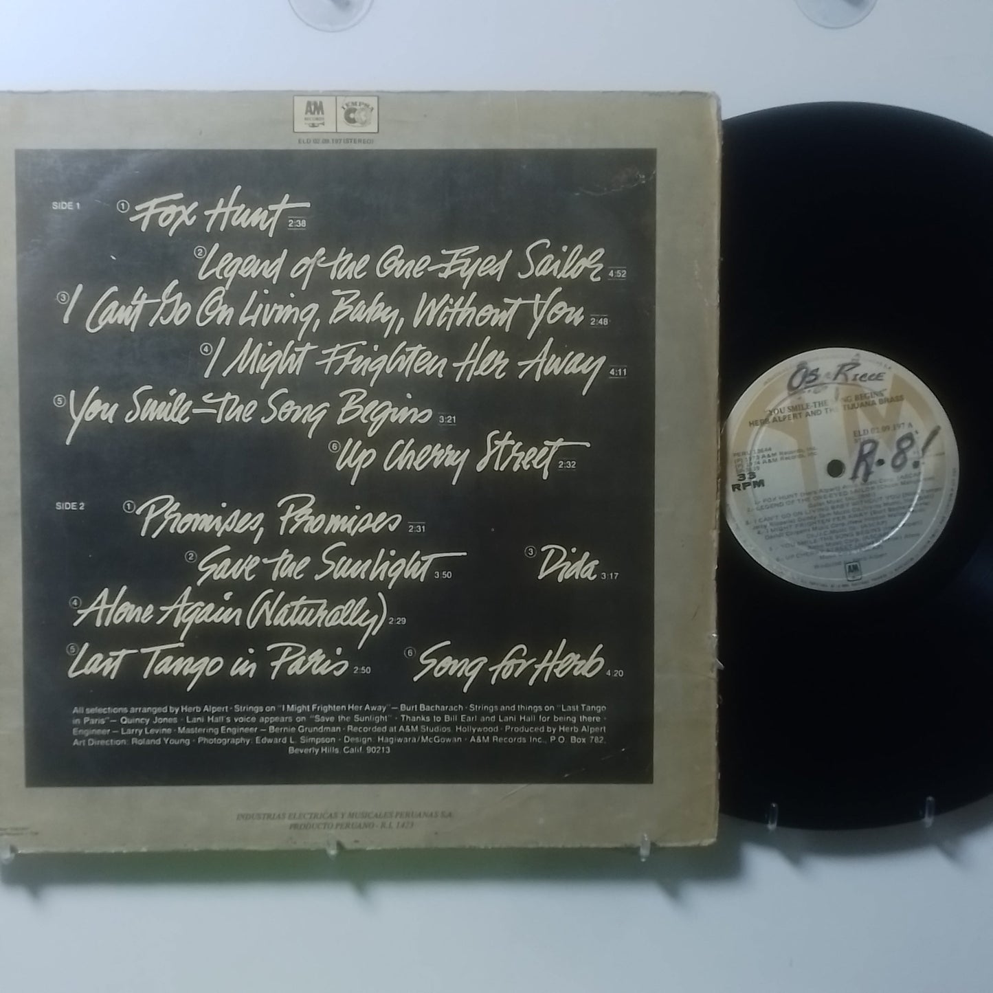 lp Herb Alpert And The T.J.B You Smile The Song Begins made peru 1974 jazz latin pop