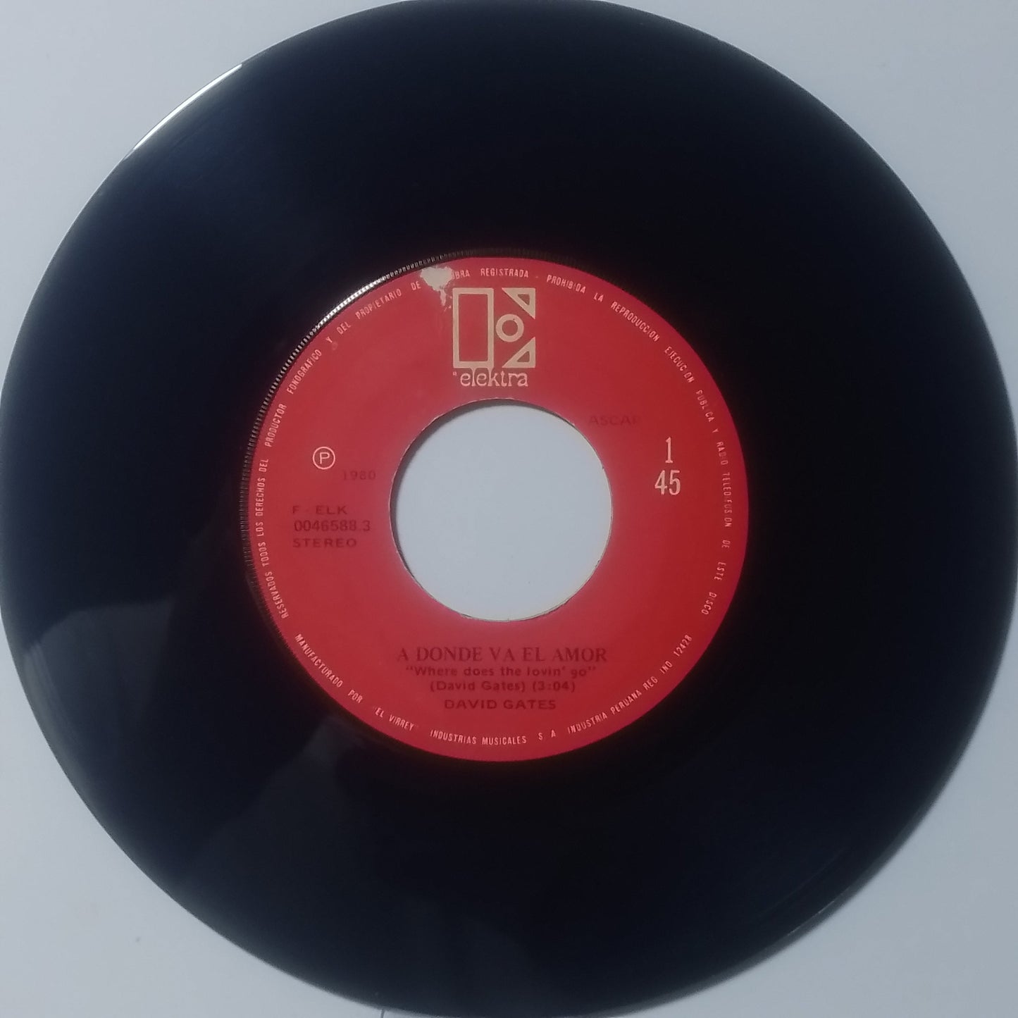 Single 7" David Gates Where Does The Lovin' Go / Starship Ride made Peru 1980 pop rock