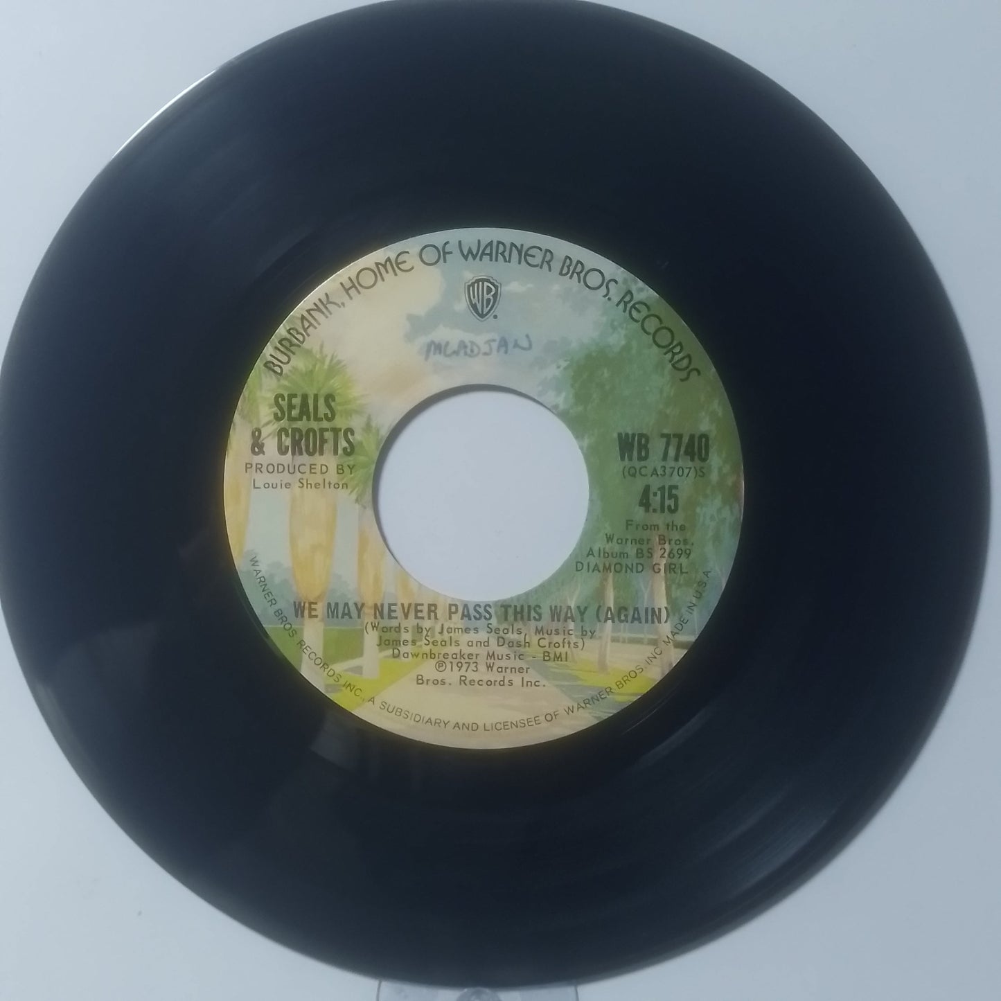 single 7" Seals & Crofts We May Never Pass This Way / Jessica made peru 1973 rock