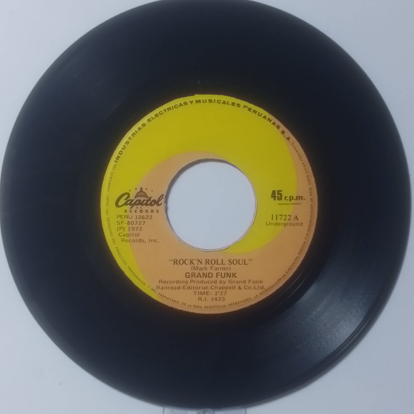 single 7" Grand Funk Railroad Rock 'N Roll Soul / Flight Of The Phoenix made peru 1972 rock