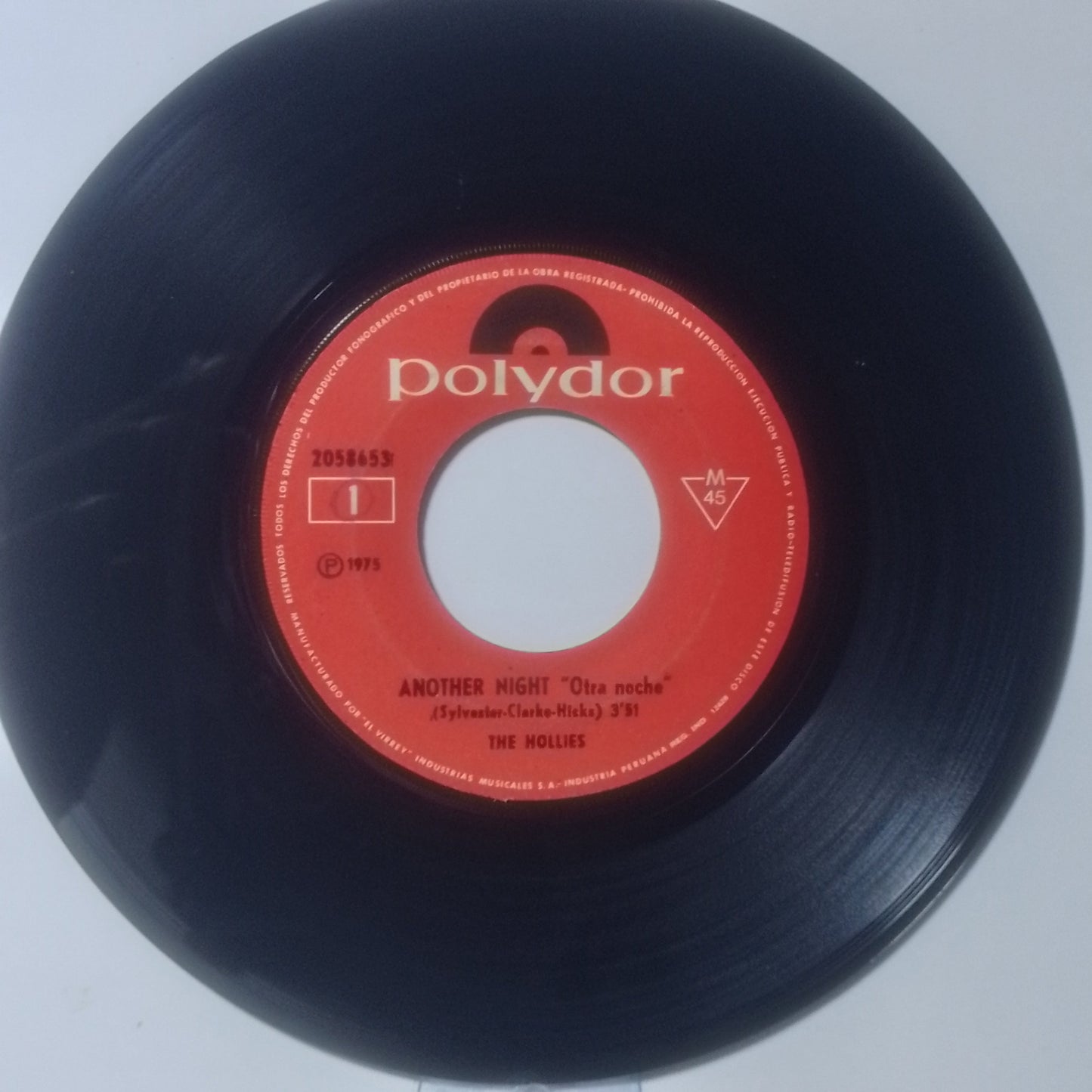 single 7" The Hollies Another Night / I'm Down made peru 1975 rock
