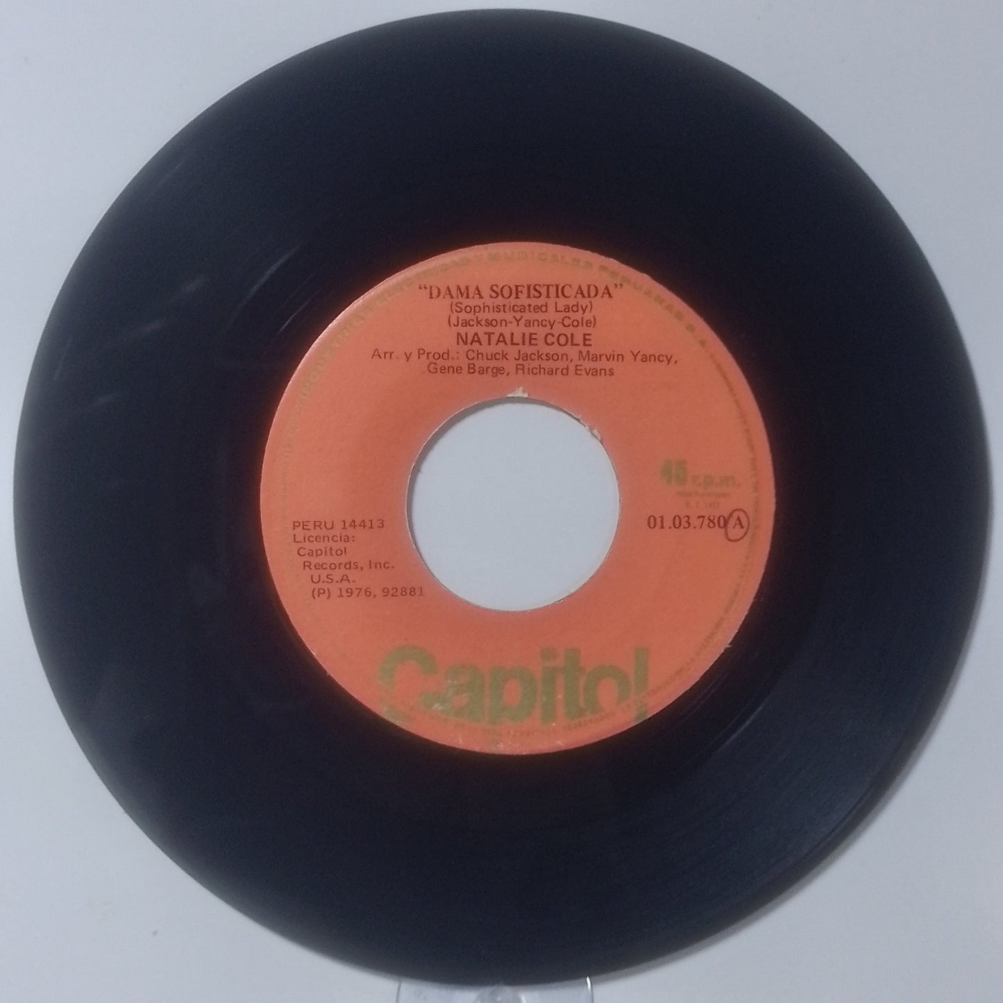 single 7" Natalie Cole Sophisticated Lady / Good Morning Heartache made Peru 1976 soul