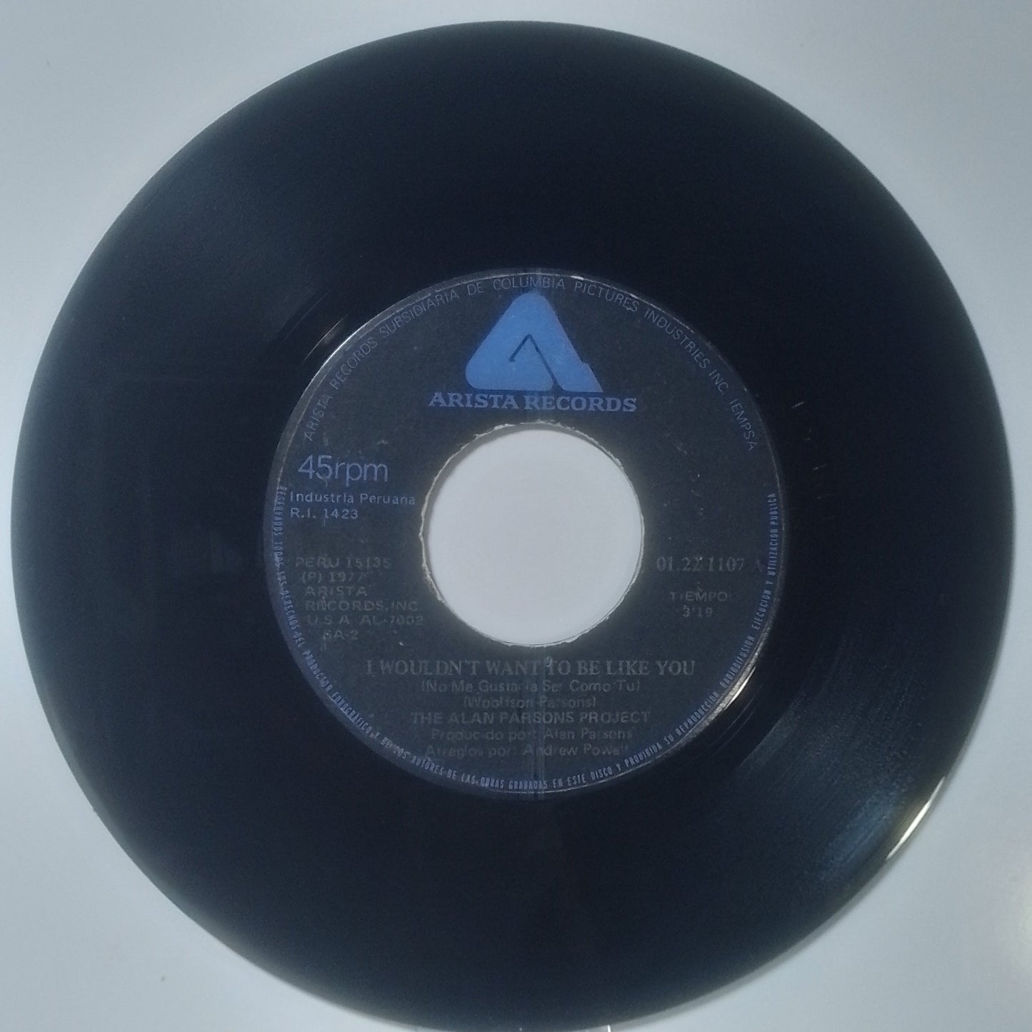 single 7" The Alan Parsons Project I Wouldn't Want To Be Like You / Nucleus made Peru 1977 rock