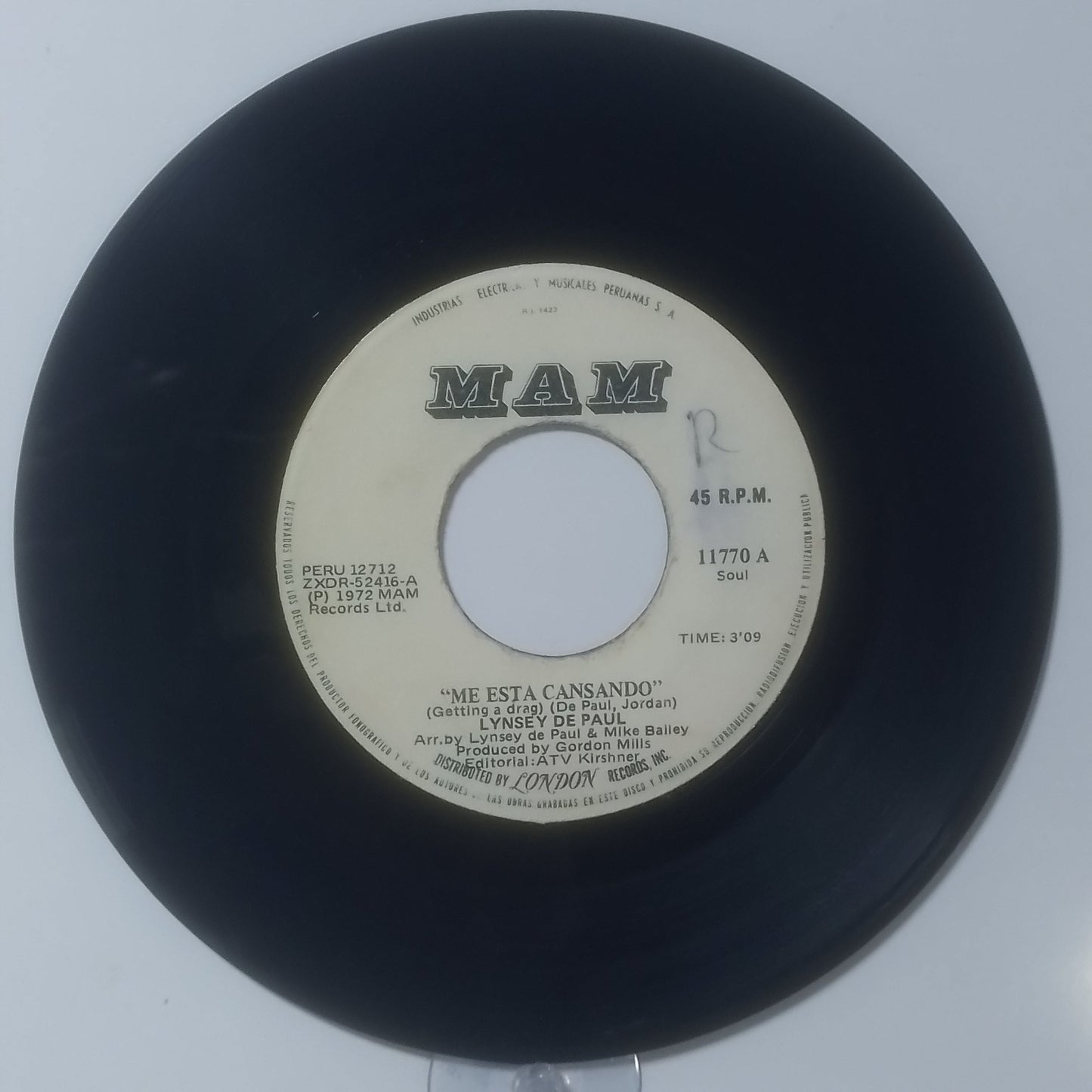 single 7" Lynsey De Paul Getting A Drag / Brandy made Peru 1972 pop rock