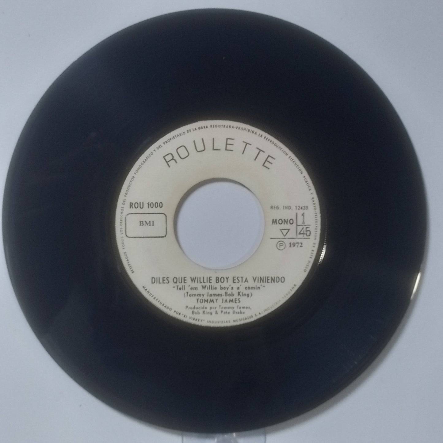 single 7" Tommy James Tell 'Em Willie Boy's A Comin' / Forty Days And Forty Nights made Peru 1970 rock