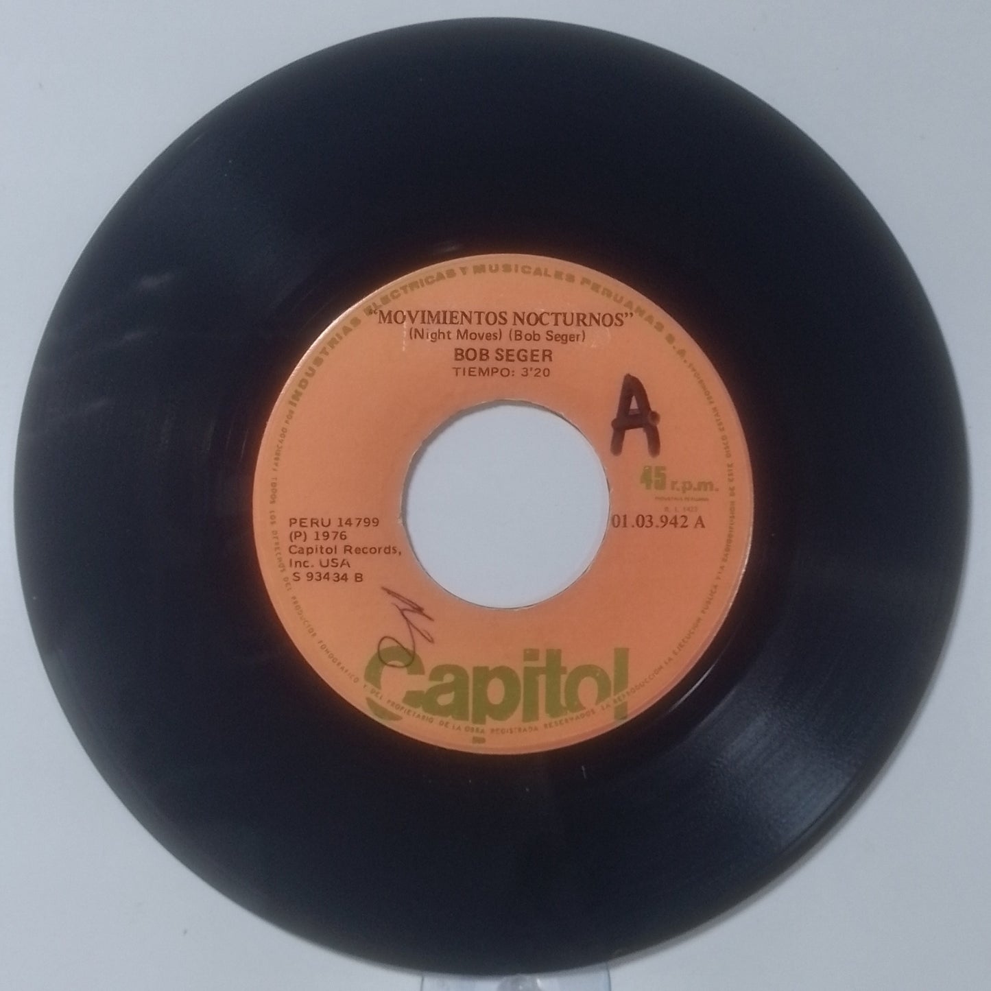 single 7" Bob Seger Night Moves / Ship Of Fools made Peru 1976 rock