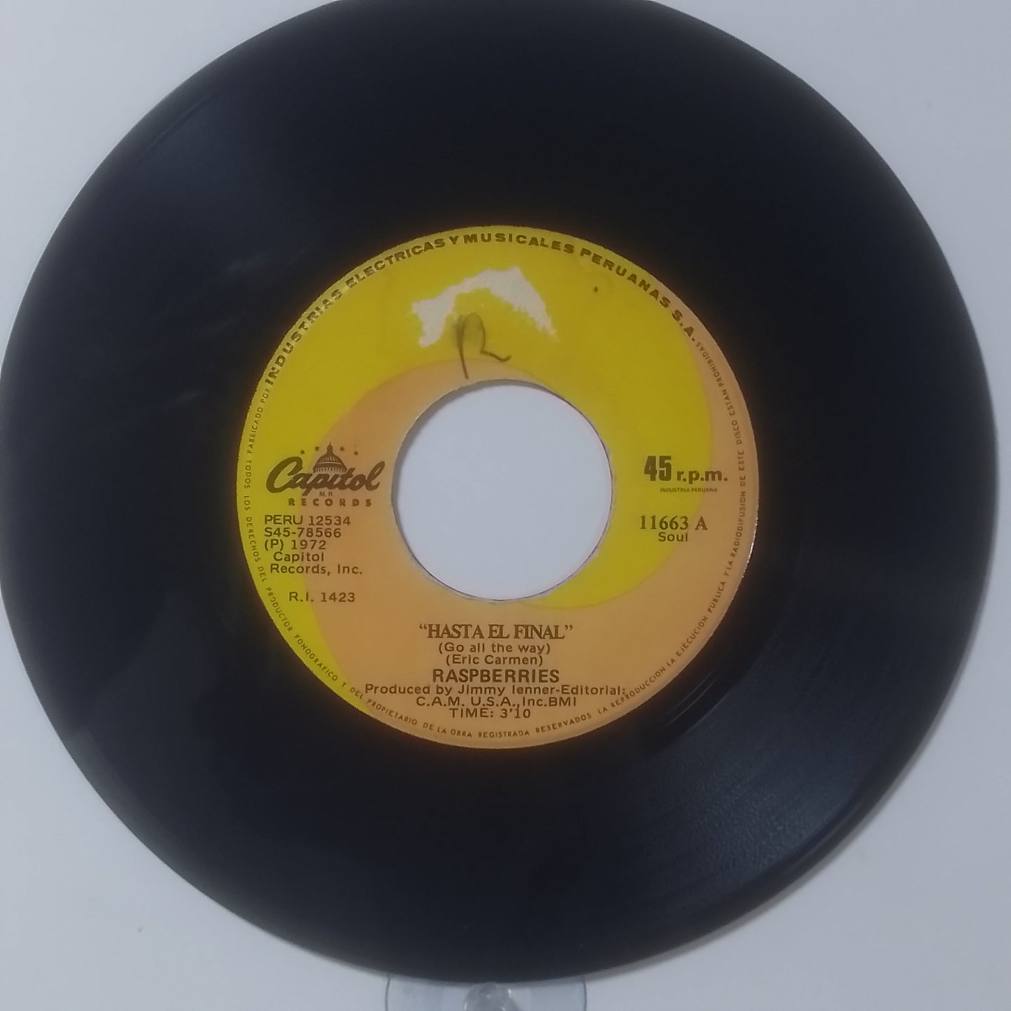 single 7" Raspberries Go All the Way / With You in My Life made Peru 1972 rock