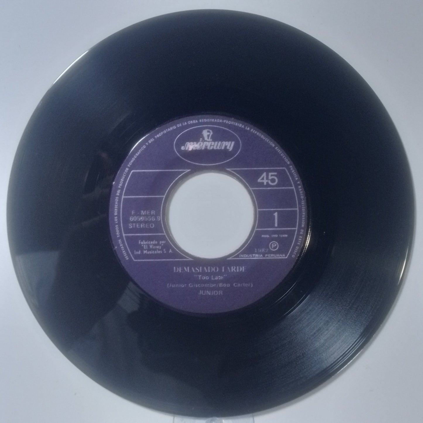 single 7" Junior Too Late / In Words made peru 1982 funk