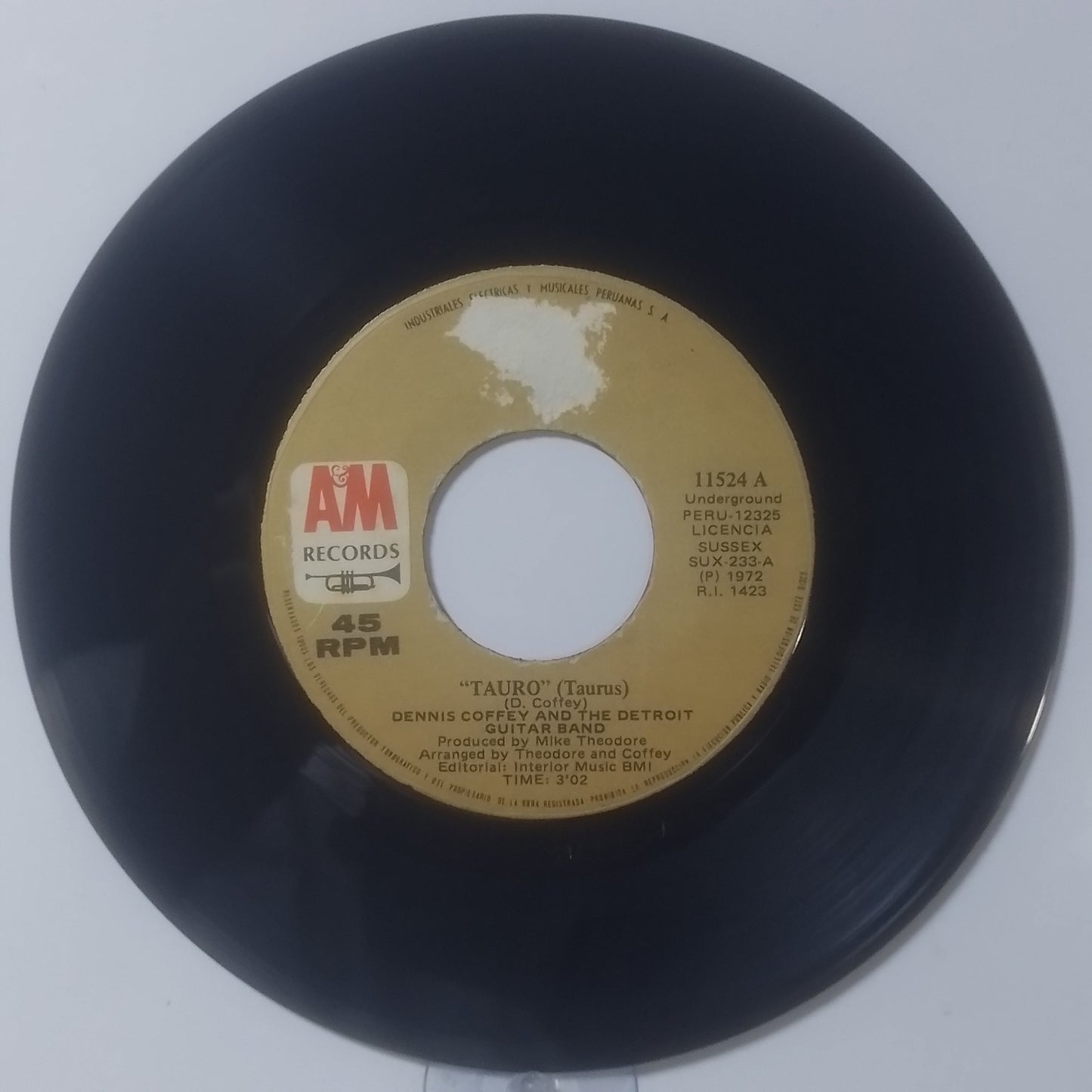 single 7" Dennis Coffey & The Detroit Guitar Band Tauro / Can You Feel It made peru 1974 funk