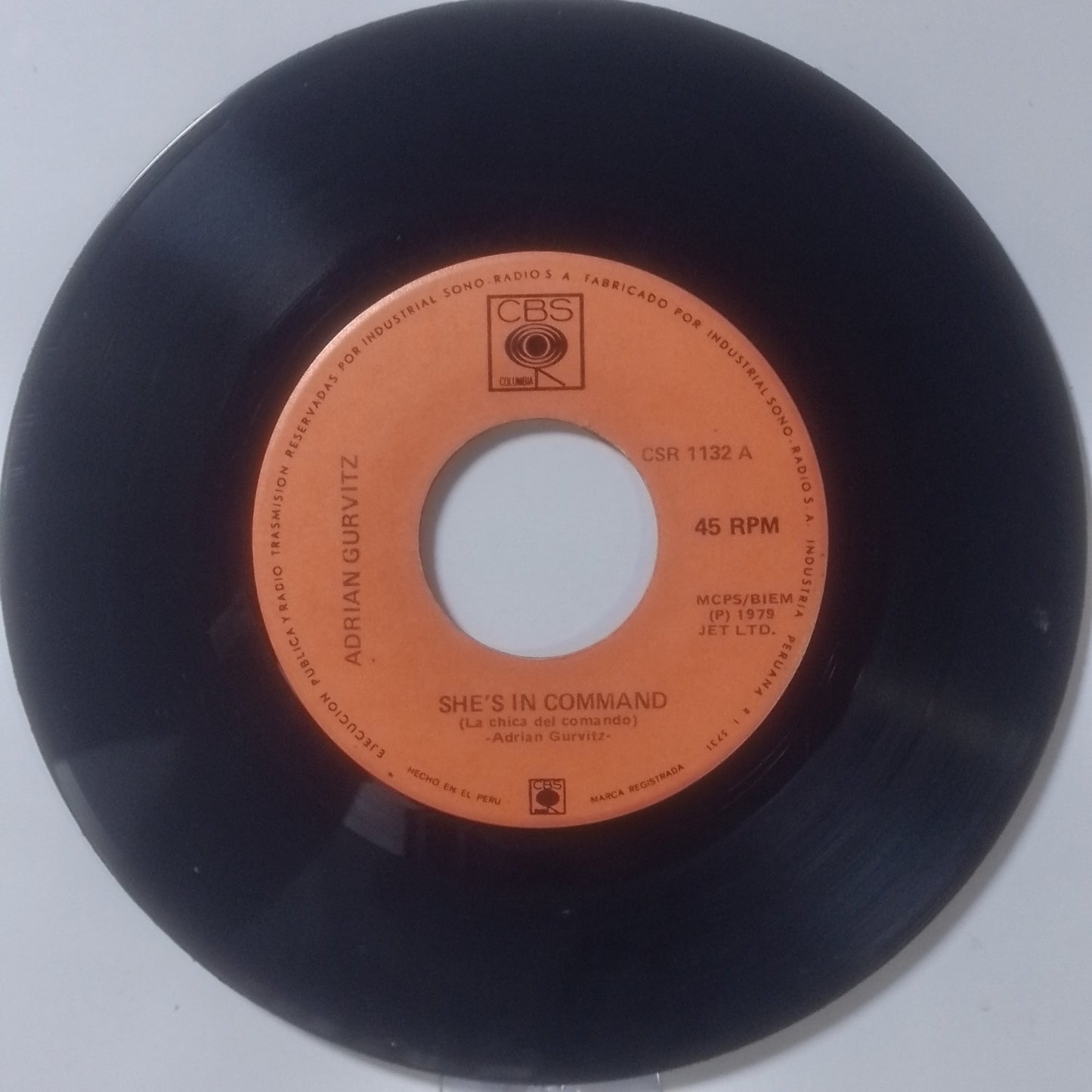 single 7" Adrian Gurvitz She's in Command / Seventeen made peru 1982 rock