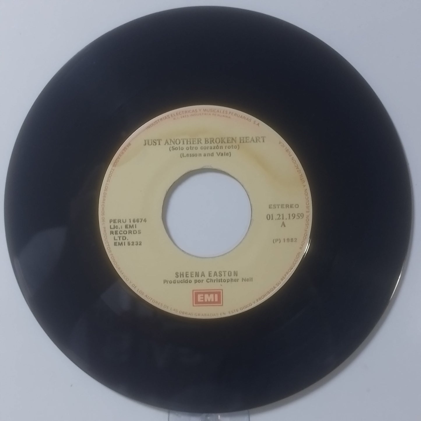 single 7" Sheena Easton Just Another Broken Heart / Savoir Faire made peru 1981 pop