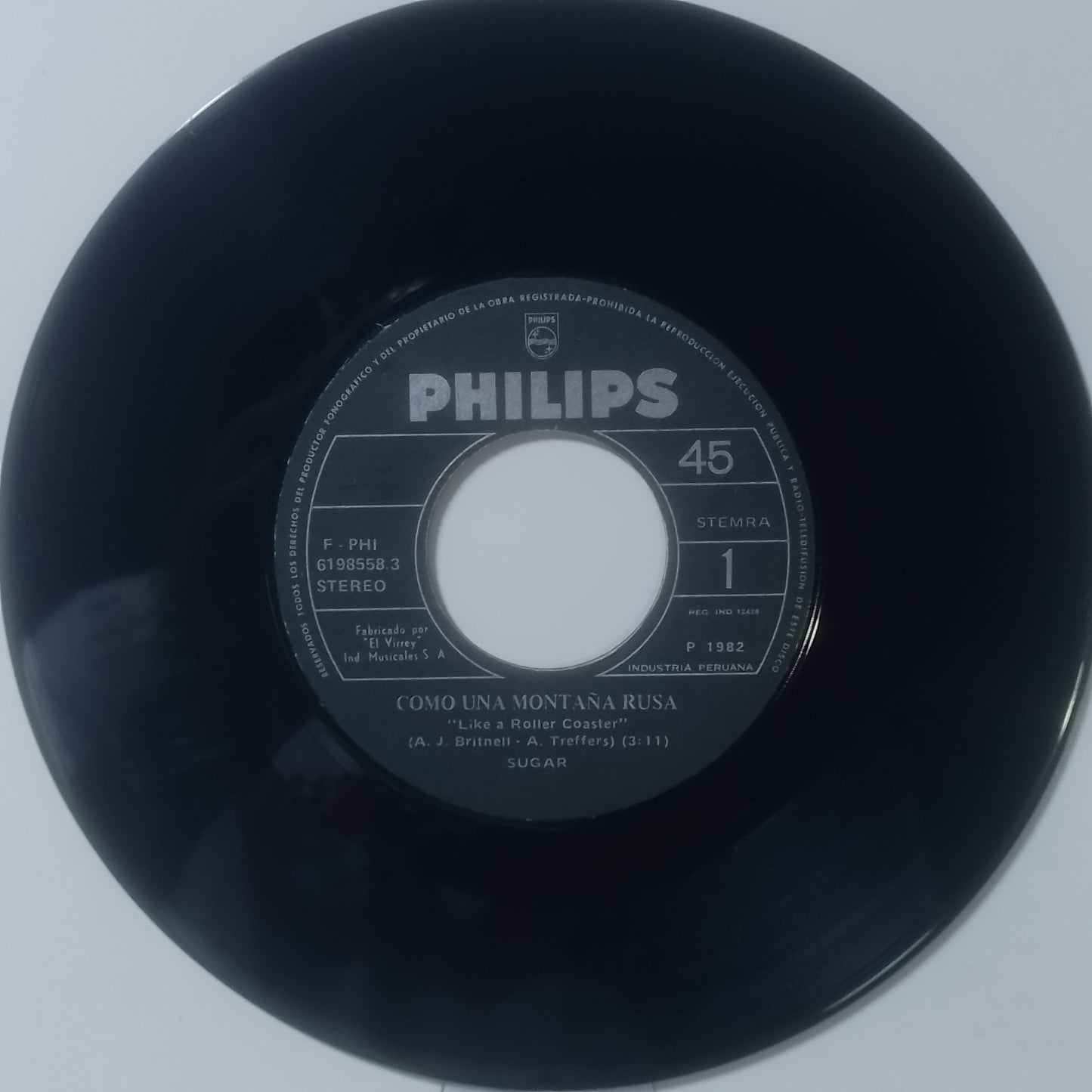 single 7" Sugar Like A Roller Coaster / Fish And Chips made peru 1981 disco