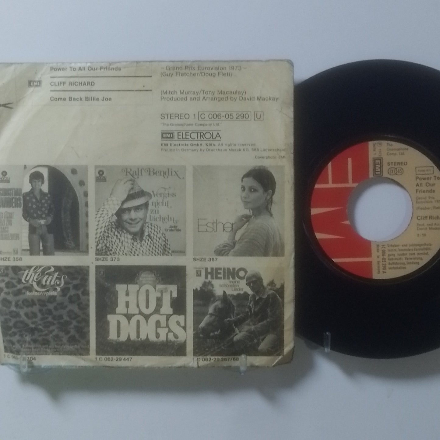 single 7" Cliff Richard Power To All Our Friends / Come Back Billie Joe made alemania 1973 pop rock