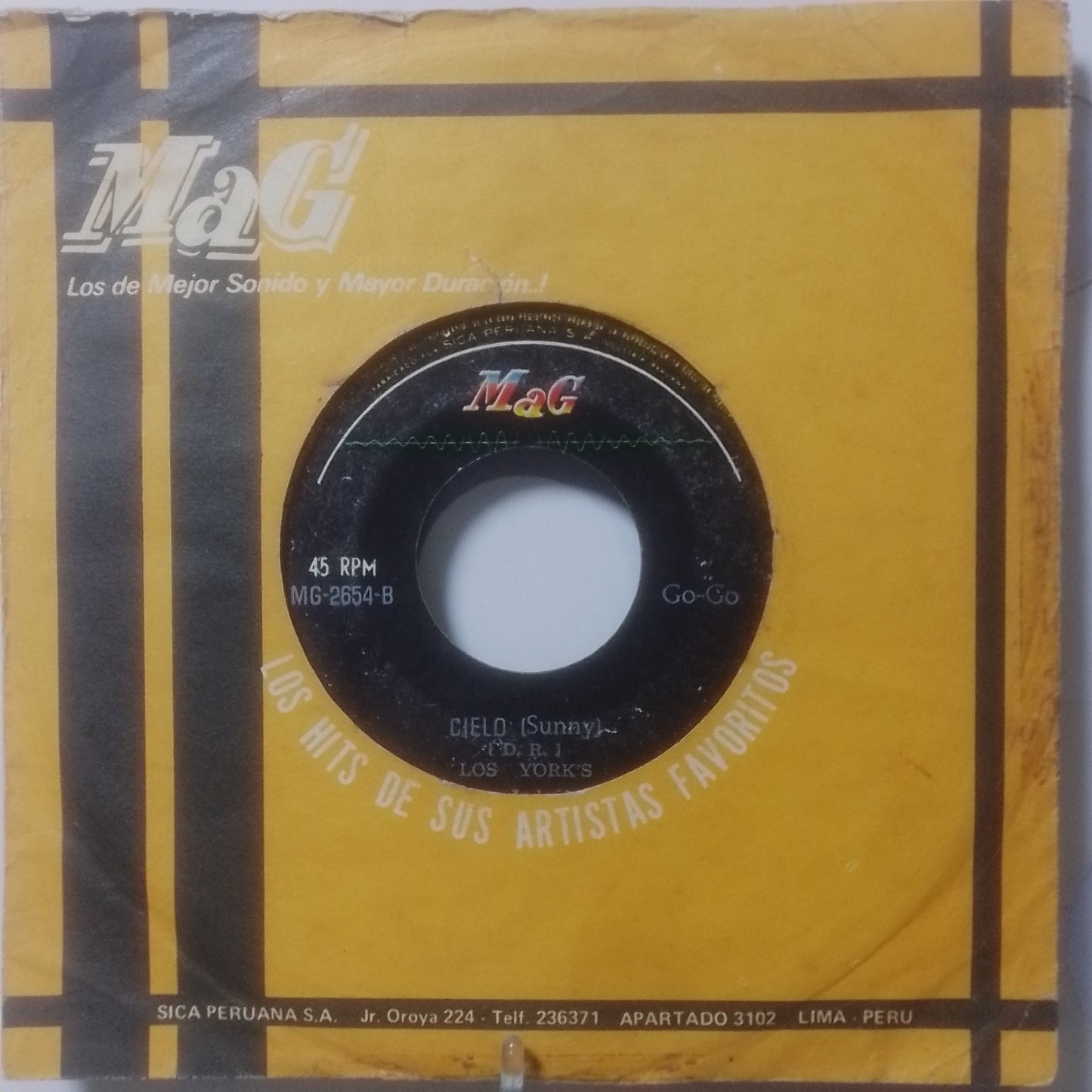 single 7" Los York's Abrazame / Cielo Sunny made Peru 1967 con funda original latin rock