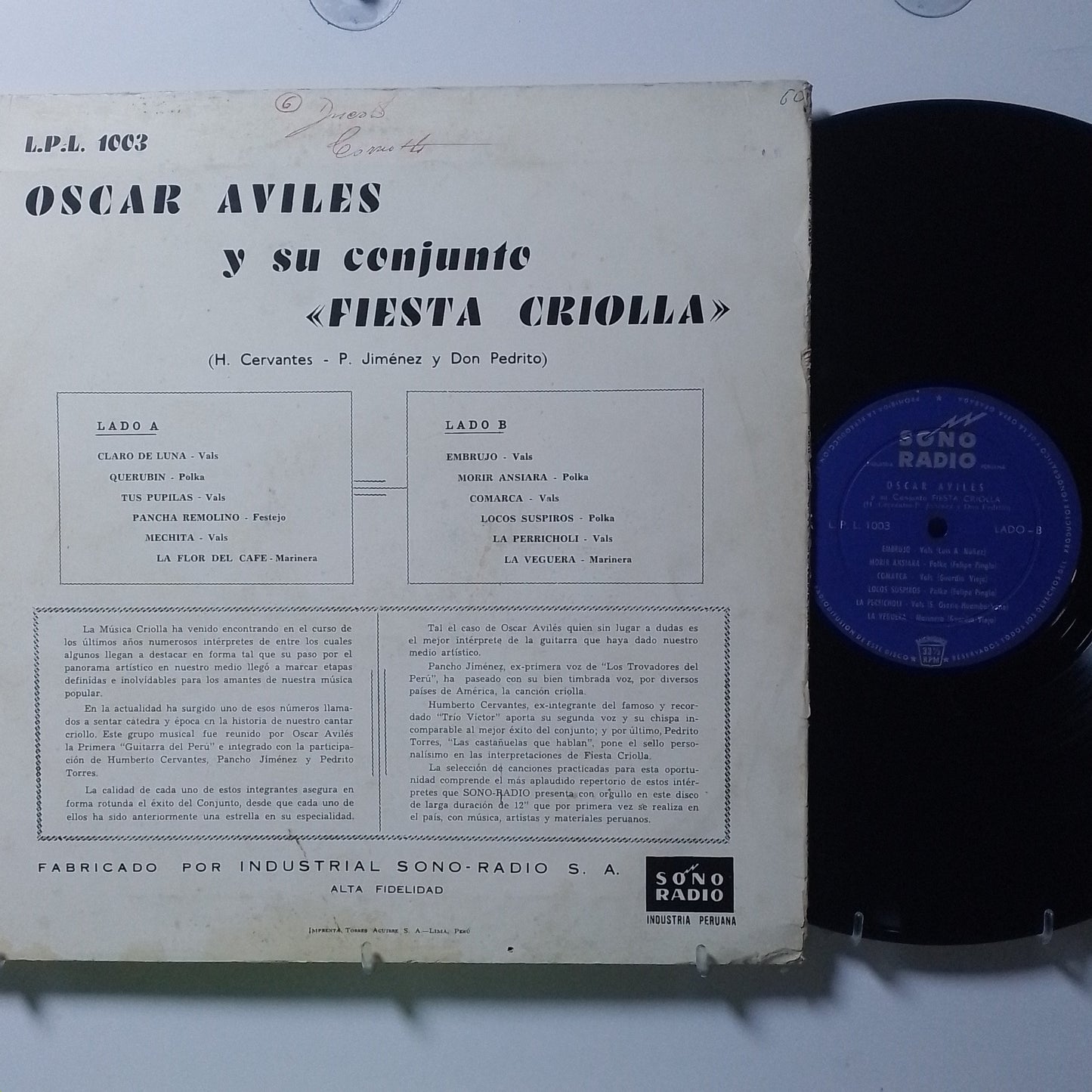 lp oscar aviles y su conjunto fiesta criolla oscar aviles y su conjunto fiesta criolla made peru 1958 criollo folk