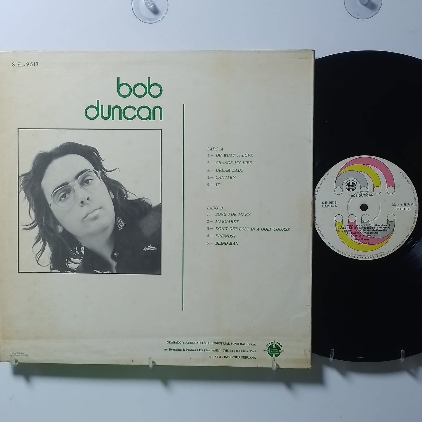 lp Bob Duncan Bob Duncan made peru 1975 gatefold rock
