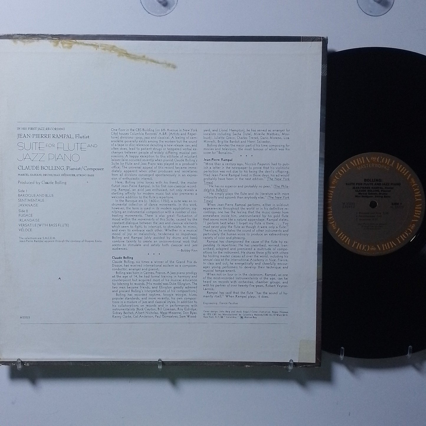 lp jean pierre rampal claude bolling suite for flute and jazz piano made usa 1975 jazz