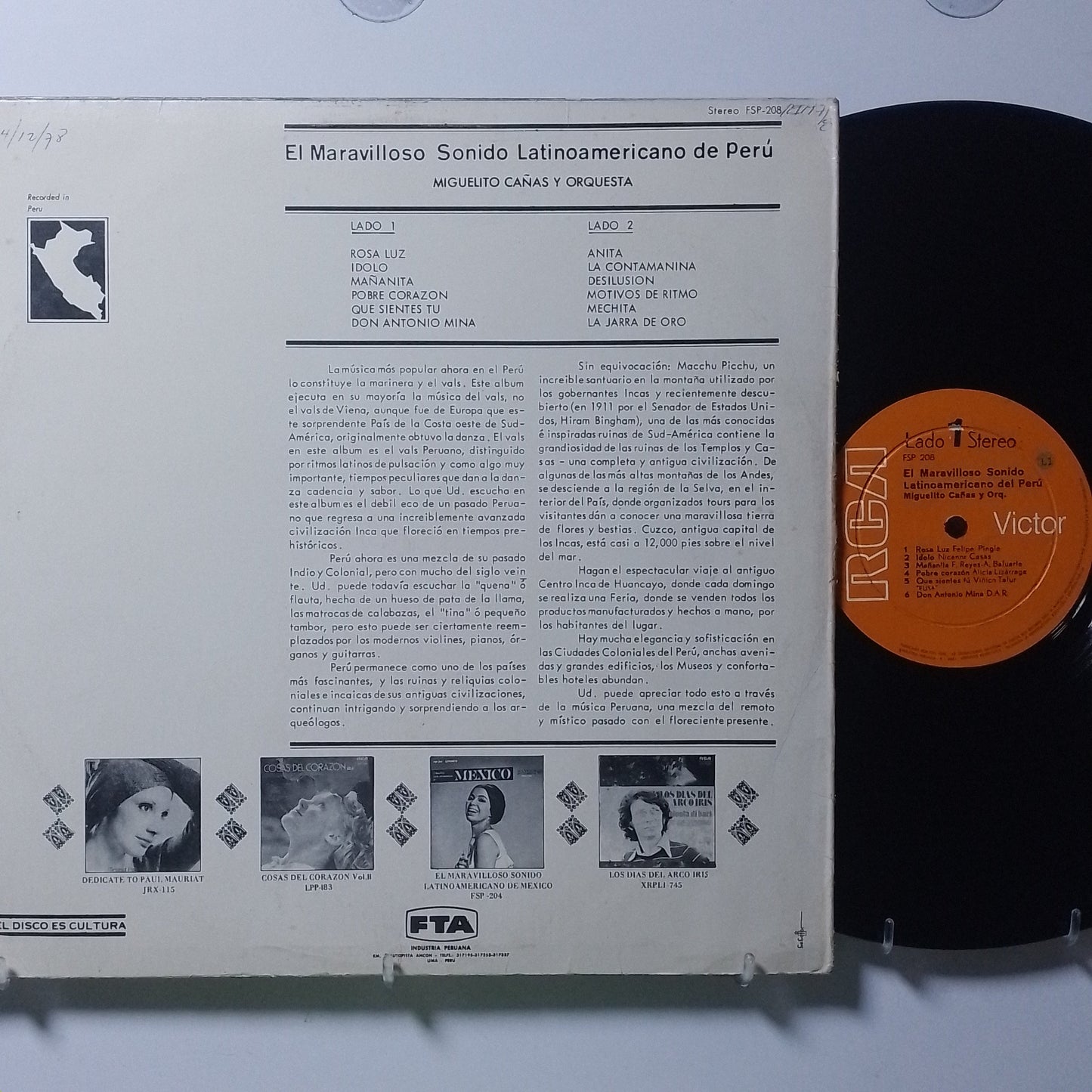 lp miguelito canas y orquesta el maravilloso sonido latinoamericano de peru made peru 1968 vals criollo folk