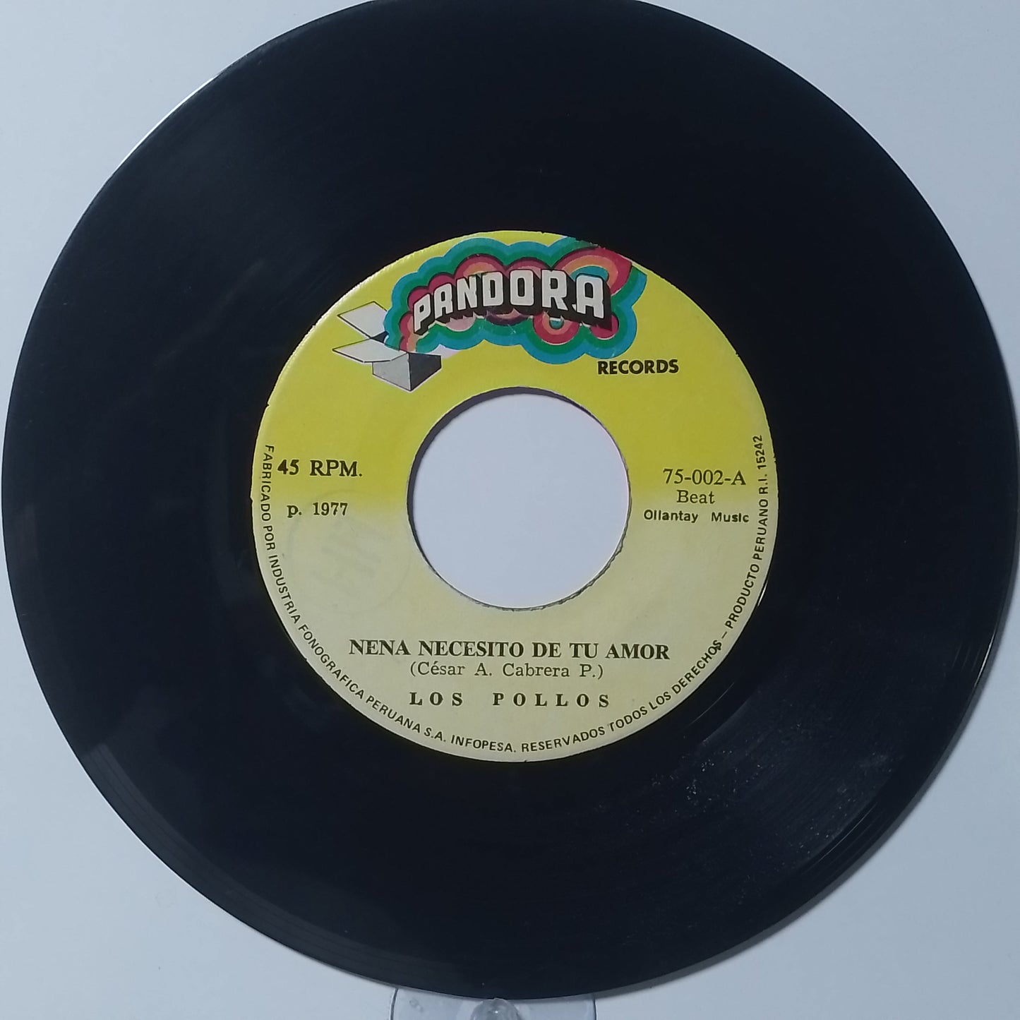 single 7" Los Pollos Nena Necesito de Tu Amor / Cantares Cantares made Peru 1970 balada latin