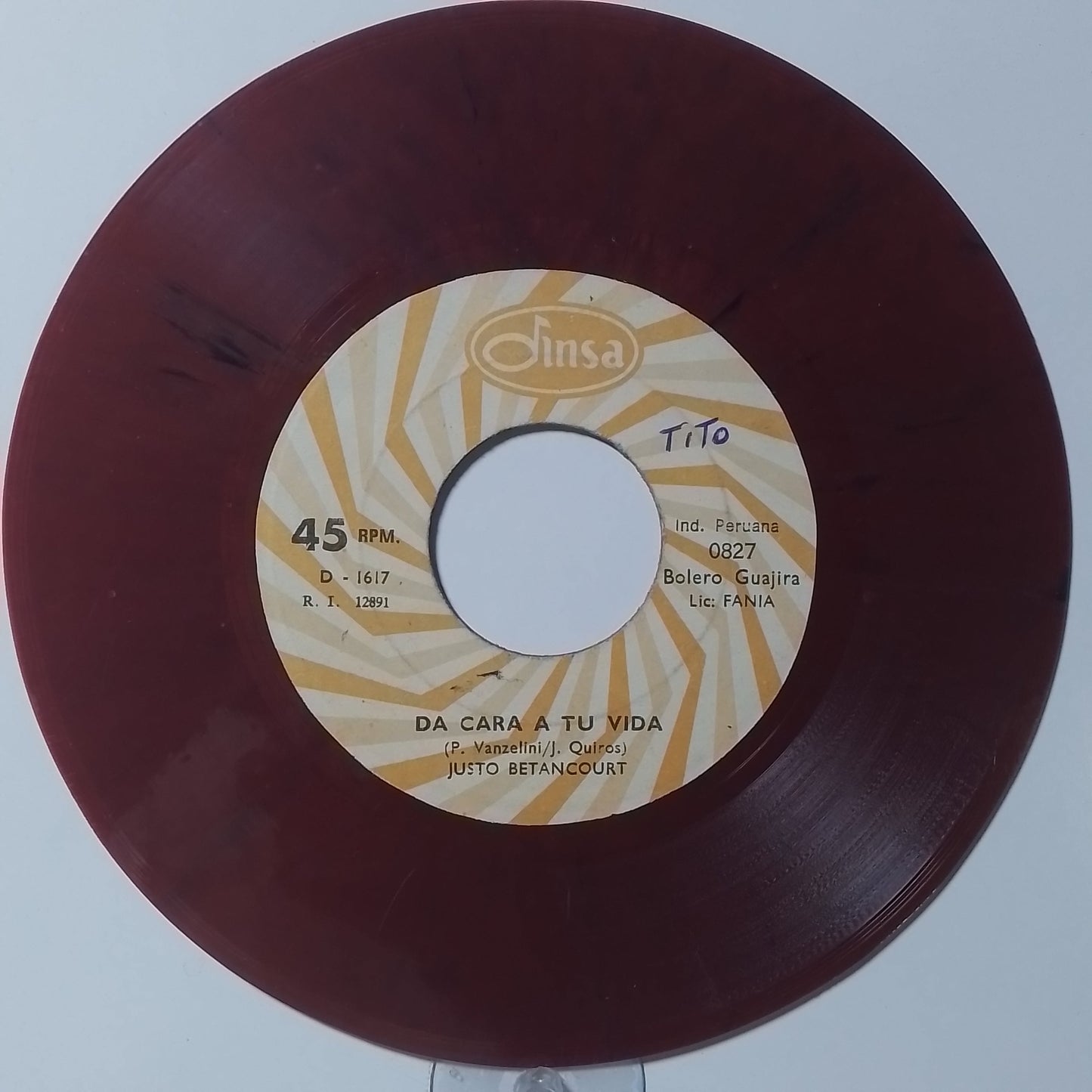single 7" Justo Betancourt Yira Yira / Da Cara a Tu Vida made Peru 1968 salsa