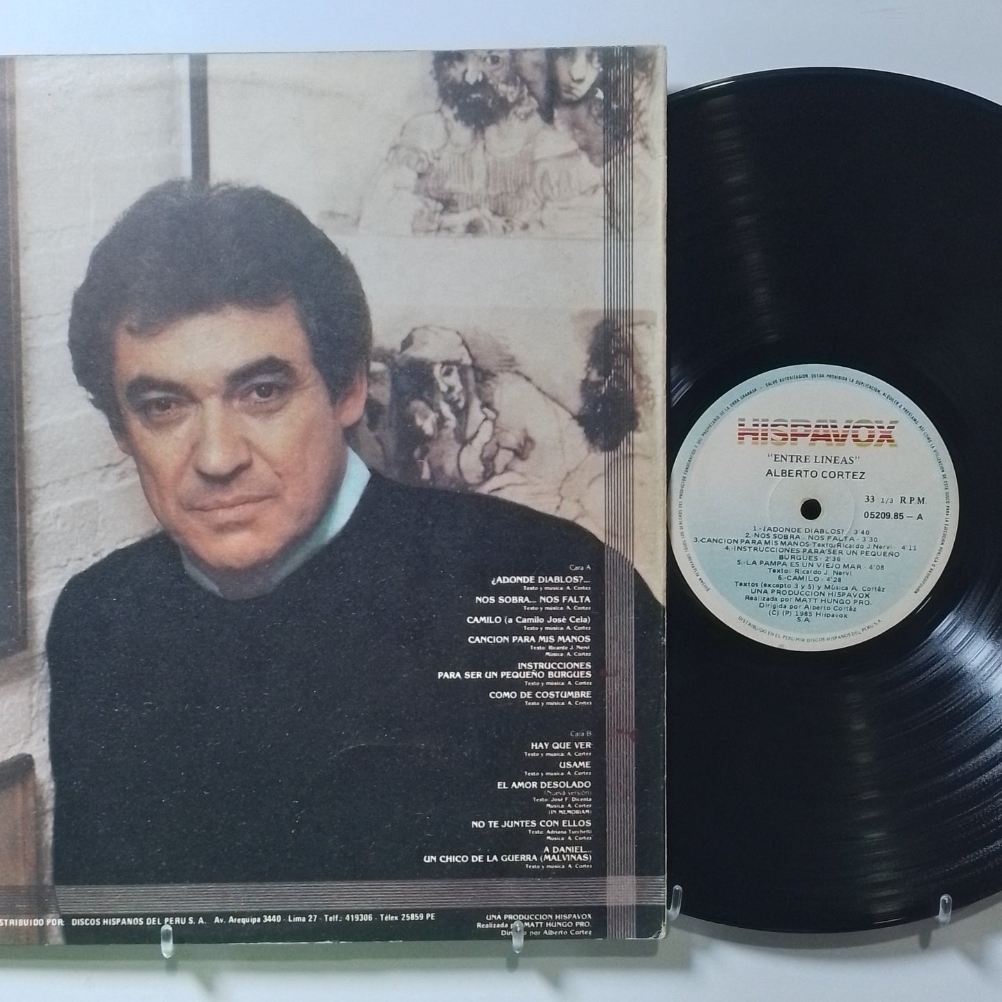 lp Alberto Cortez Entre Lineas made peru 1985 latin balada
