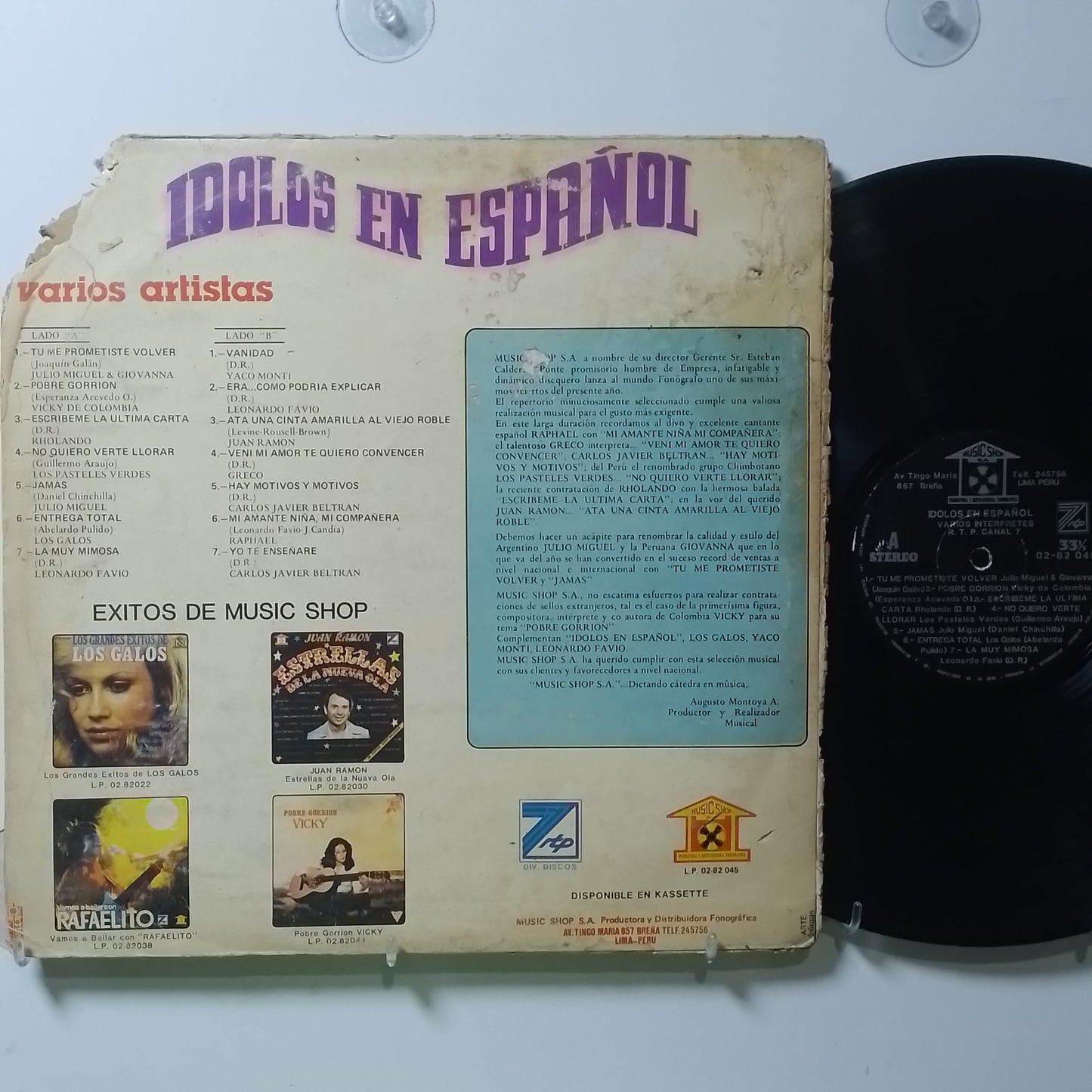 lp Idolos En Español Leonardo Favio Julio Miguel & Giovanna Los Pasteles Verdes varios made peru 1982 latin pop