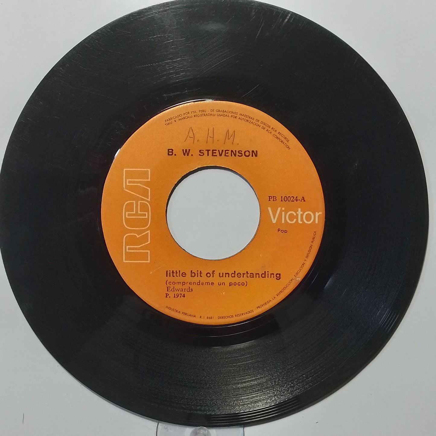 single 7" B W Stevenson A Little Bit Of Understanding / Here We Go Again made peru 1974 country rock