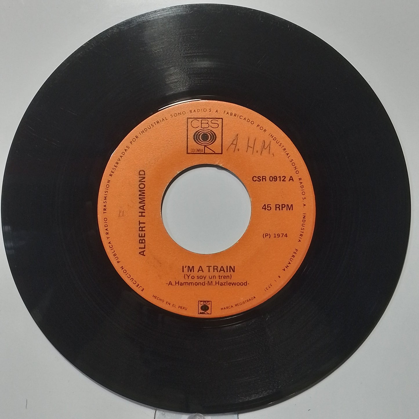 single 7" Albert Hammond Im A Train / Brand New Day made peru 1974 pop rock