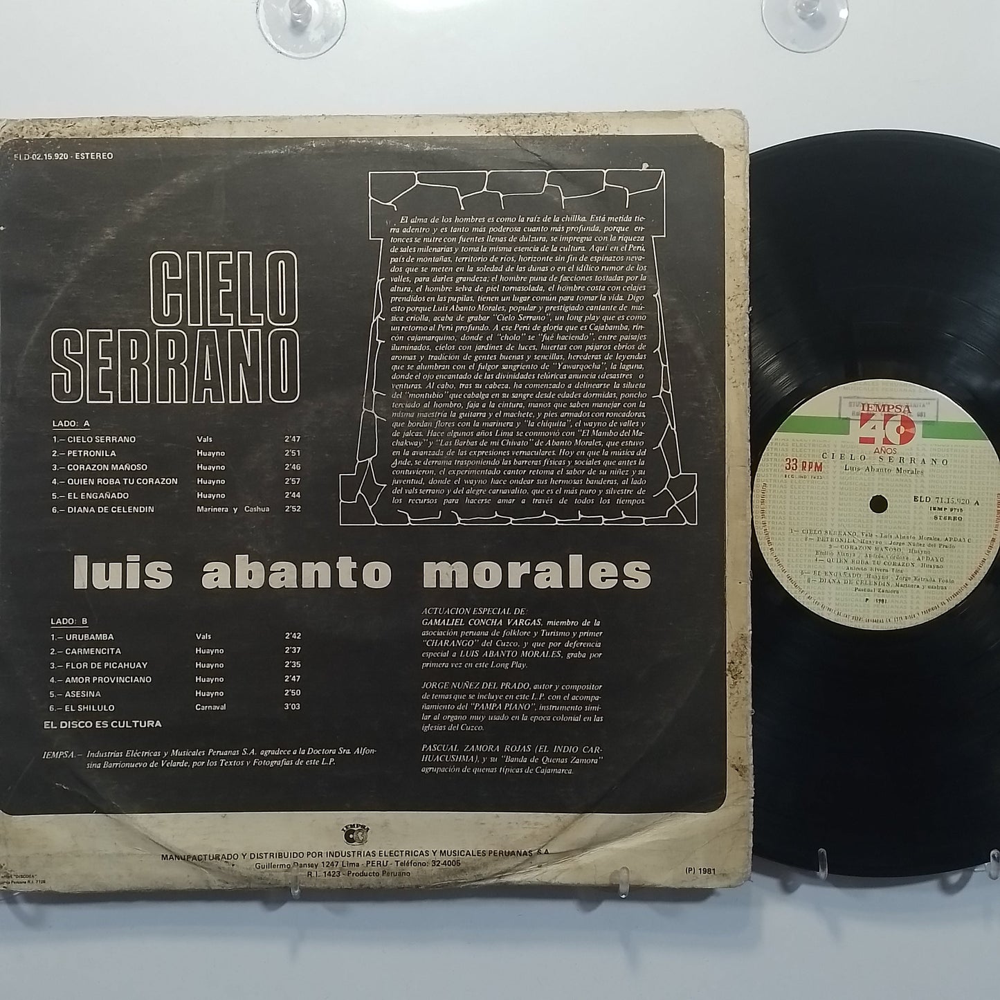 lp Luis Abanto Morales Cielo Serrano made peru 1970 huayno folk