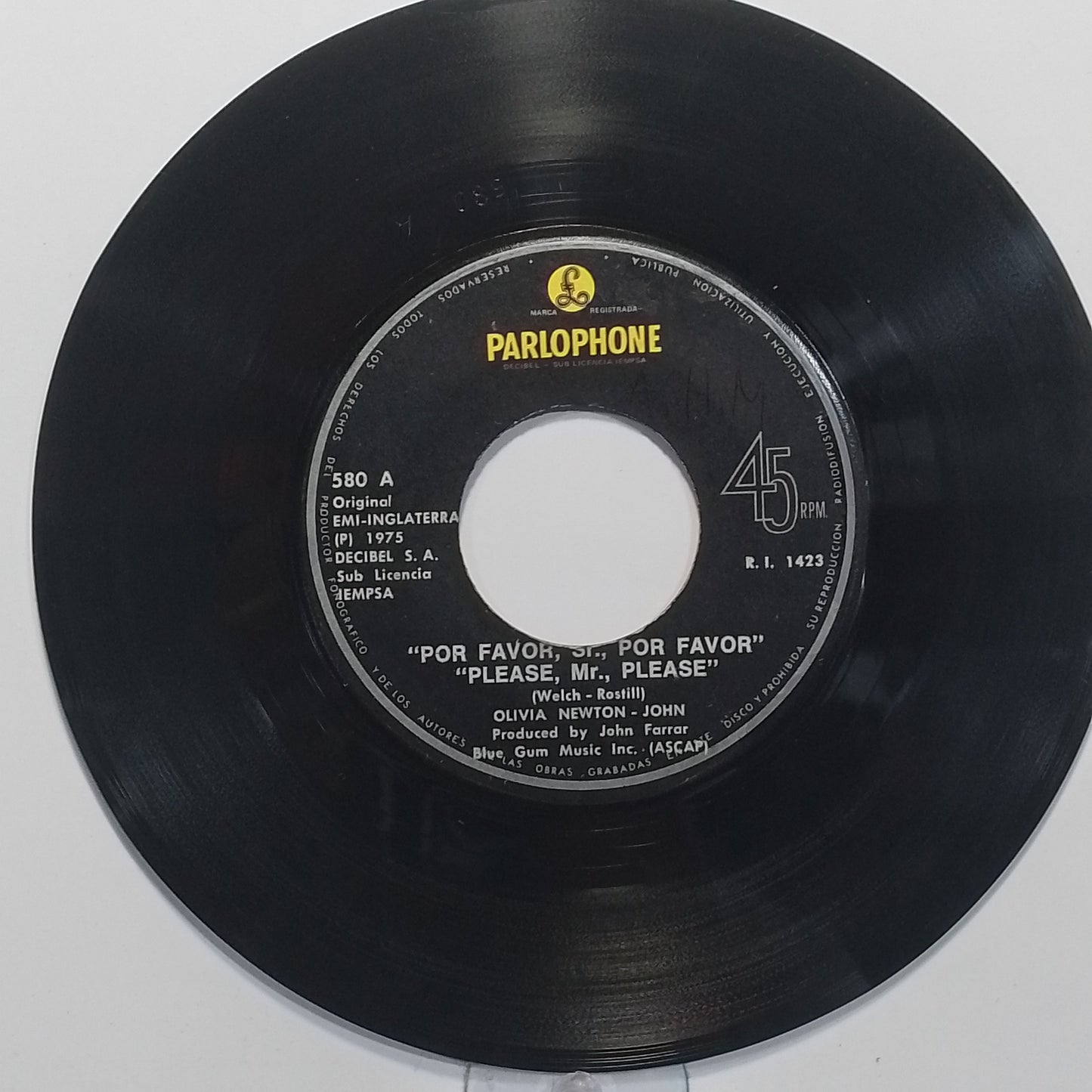 single 7" Olivia Newton John Please Mr Please / And In The Morning made peru 1975 country pop