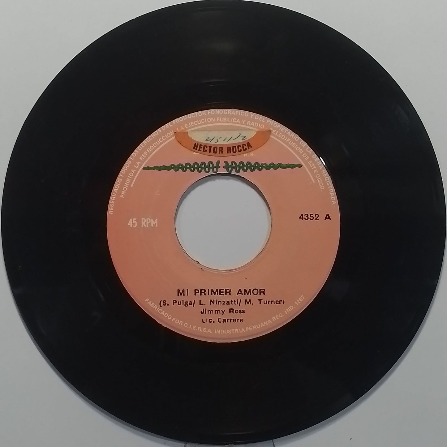 single 7" jimmy ross mi primer amor / sam el triste made peru 1980 electronic disco