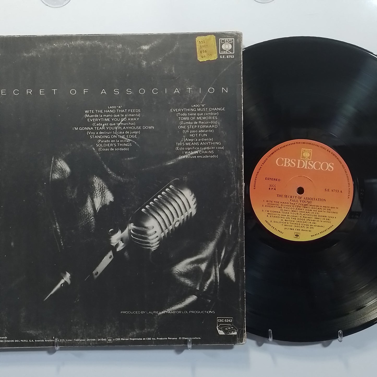 lp Paul Young The Secret Of Association made peru 1985 pop rock