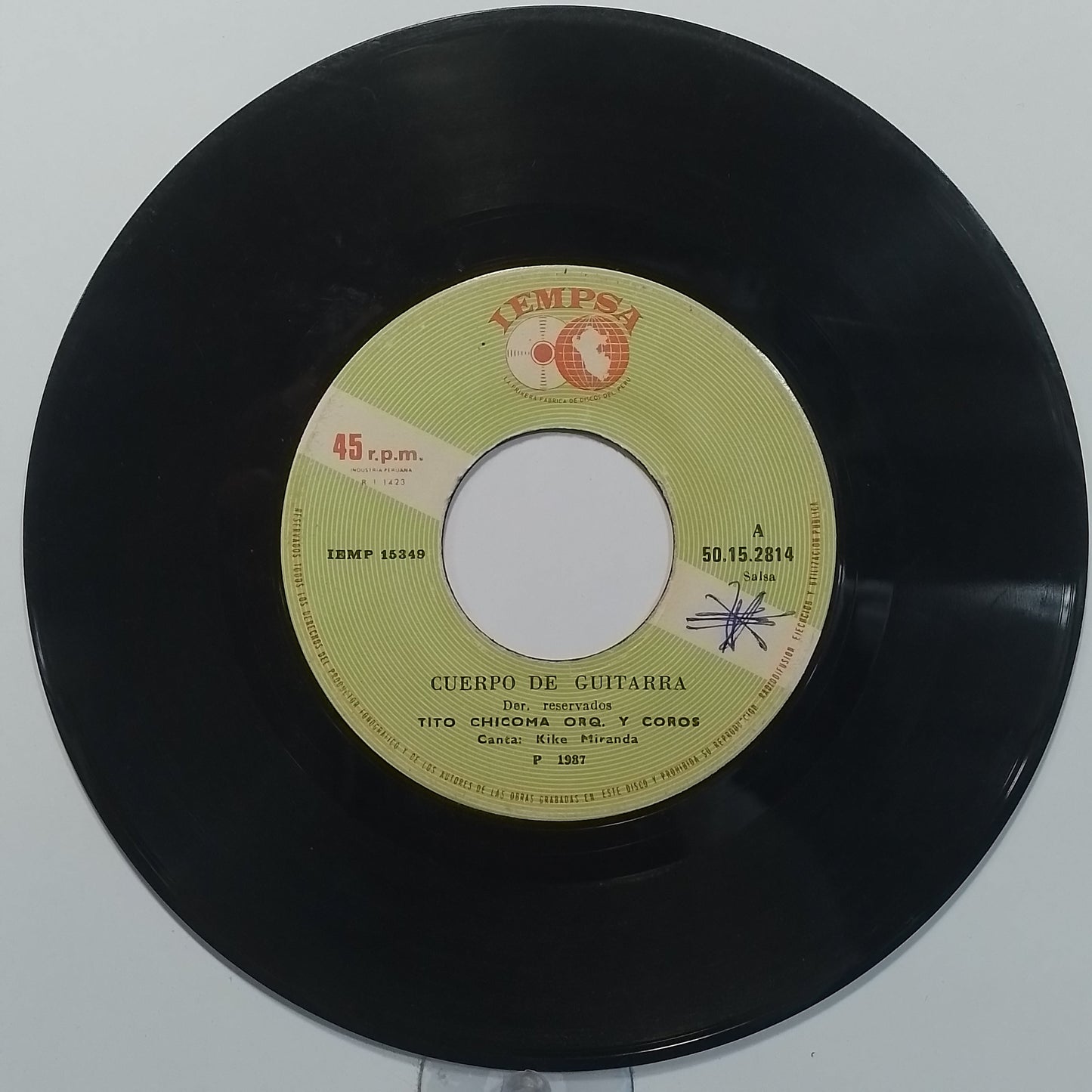 single 7" Tito Chicoma Cuerpo De Guitarra / El Negro No Puede made peru 1987 salsa