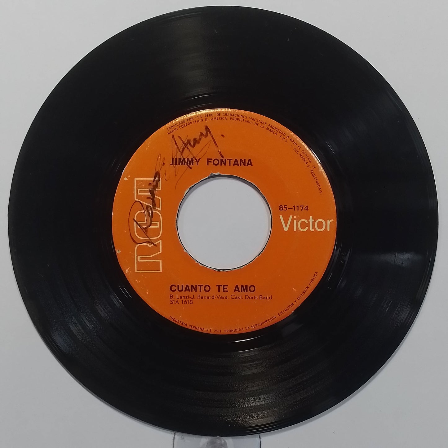 single 7" Jimmy Fontana Extrañandote / Cuanto Te Amo made peru 1970 latin rock pop
