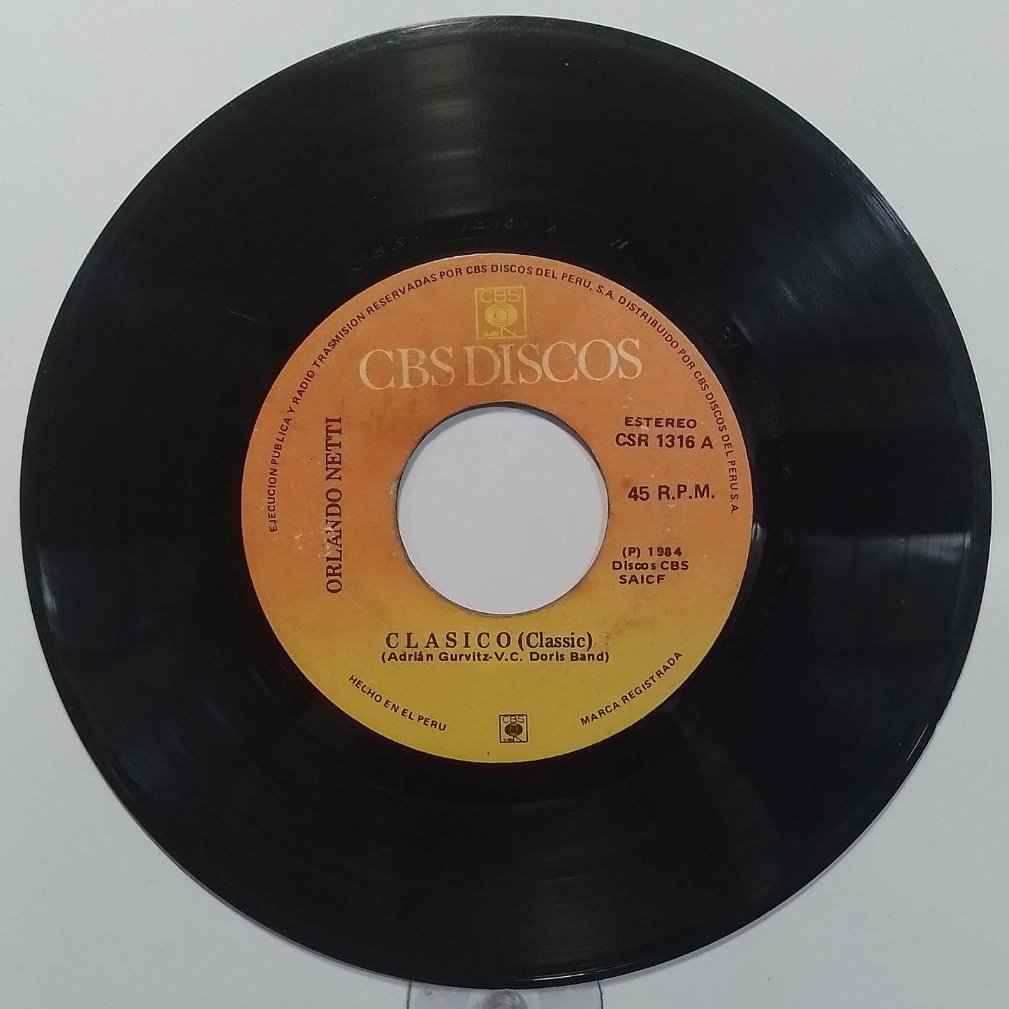 single 7" Orlando Netti Clásico / Quién Será Ahora made peru 1984 latin pop rock
