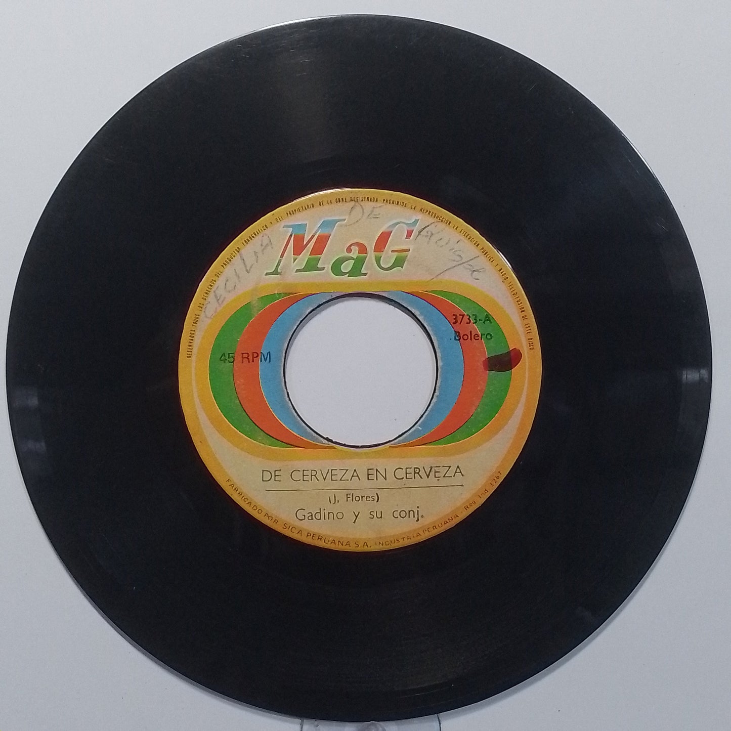 single 7" Gadino De Cerveza En Cerveza / Esa Puerta made Peru 1961 latin bolero