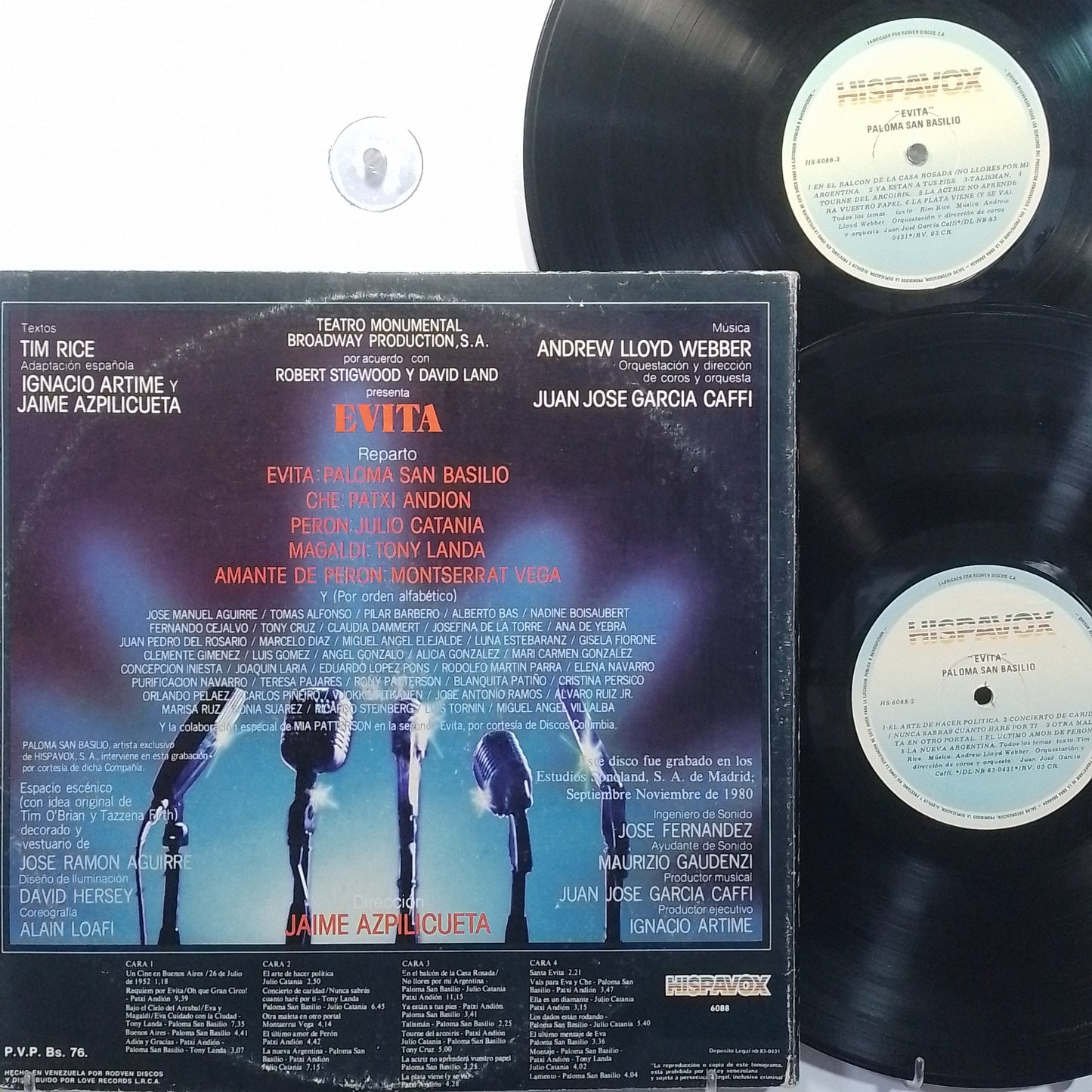 x2 lp Evita Version Original En Español Paloma San Basilio Patxi Andion Julio Catania varios made venezuela 1983 gatefold soundtrack