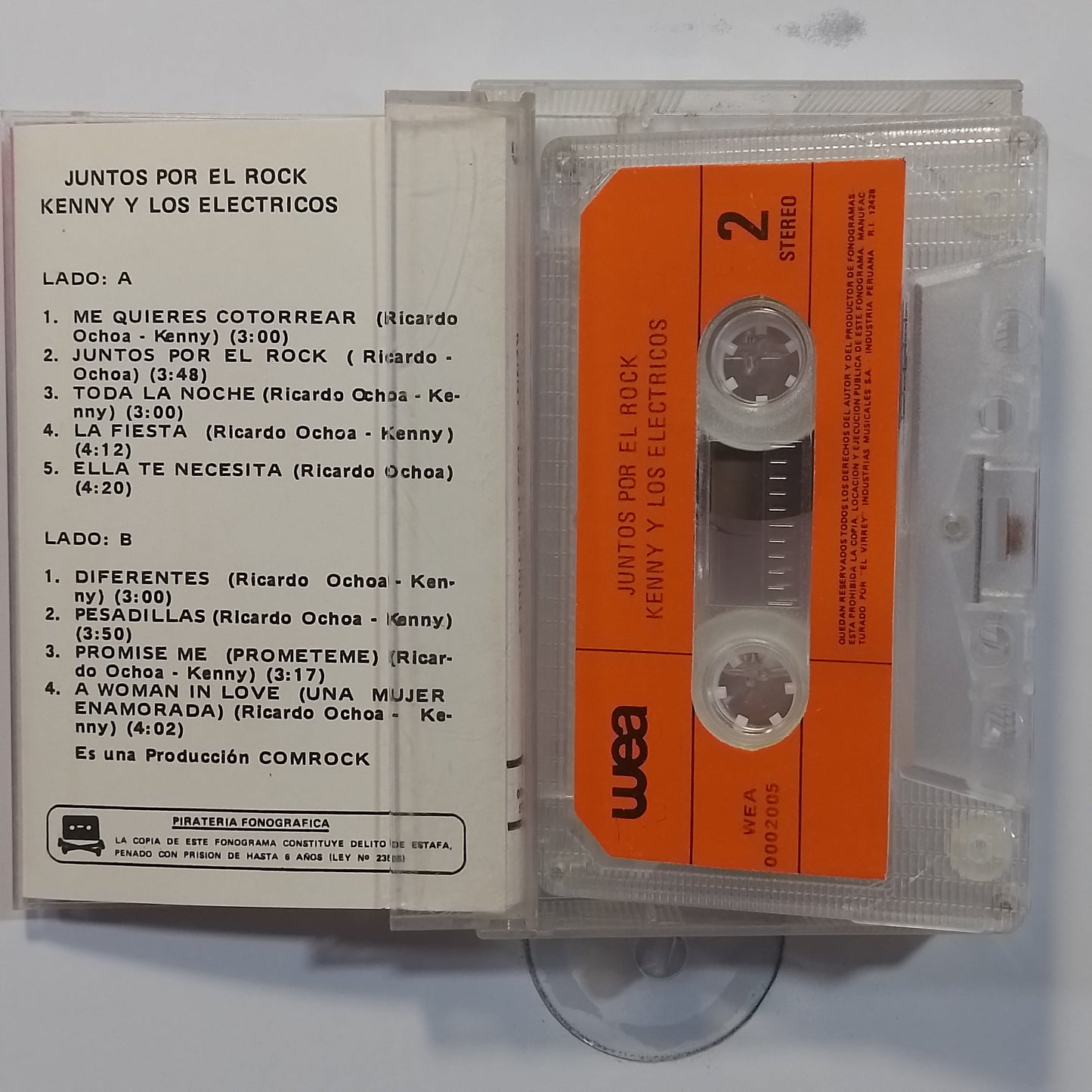 cassette Kenny Y Los Electricos Juntos Por El Rock made peru 1985 latin rock