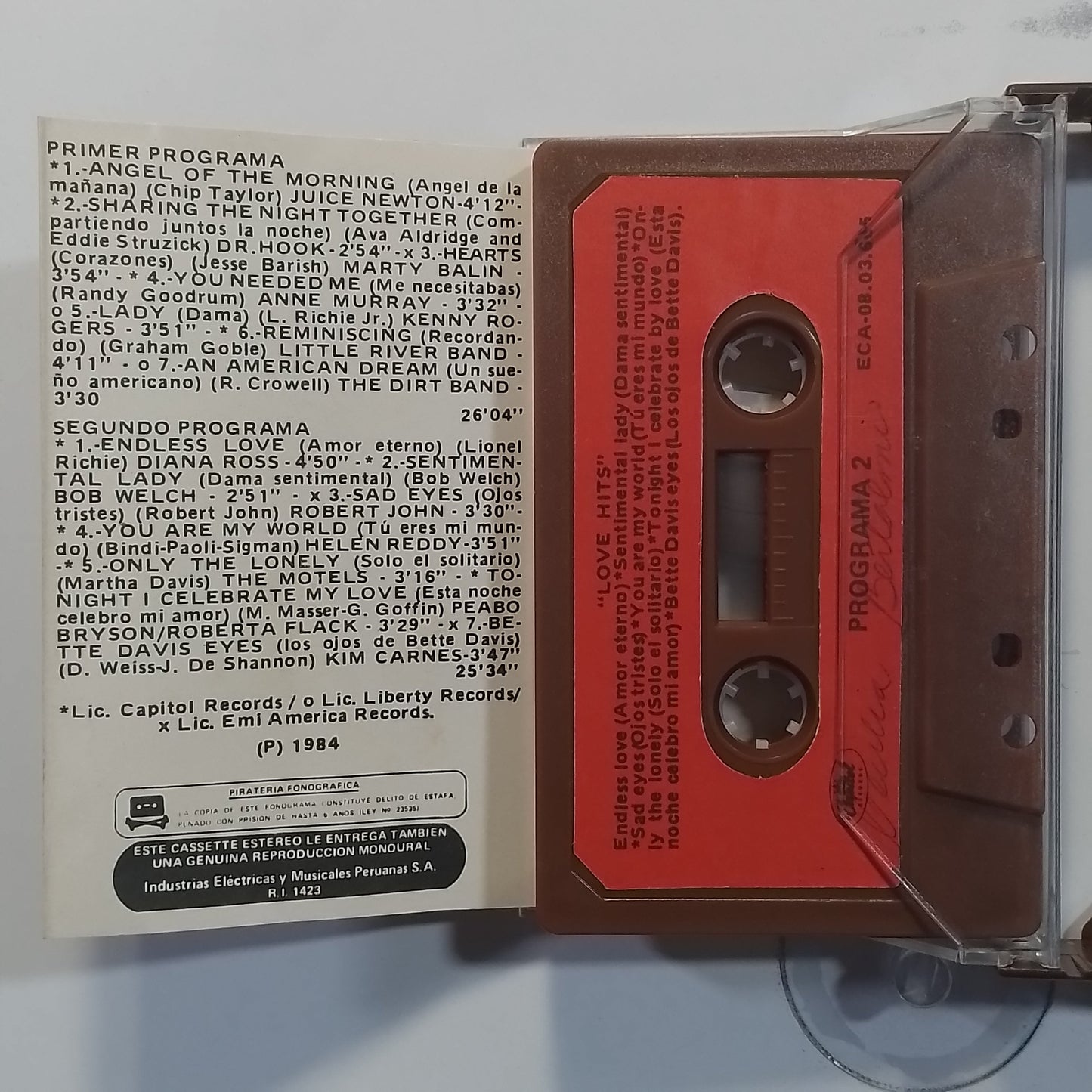 cassette Love Hits varios juice newton the motels made peru 1984 pop rock