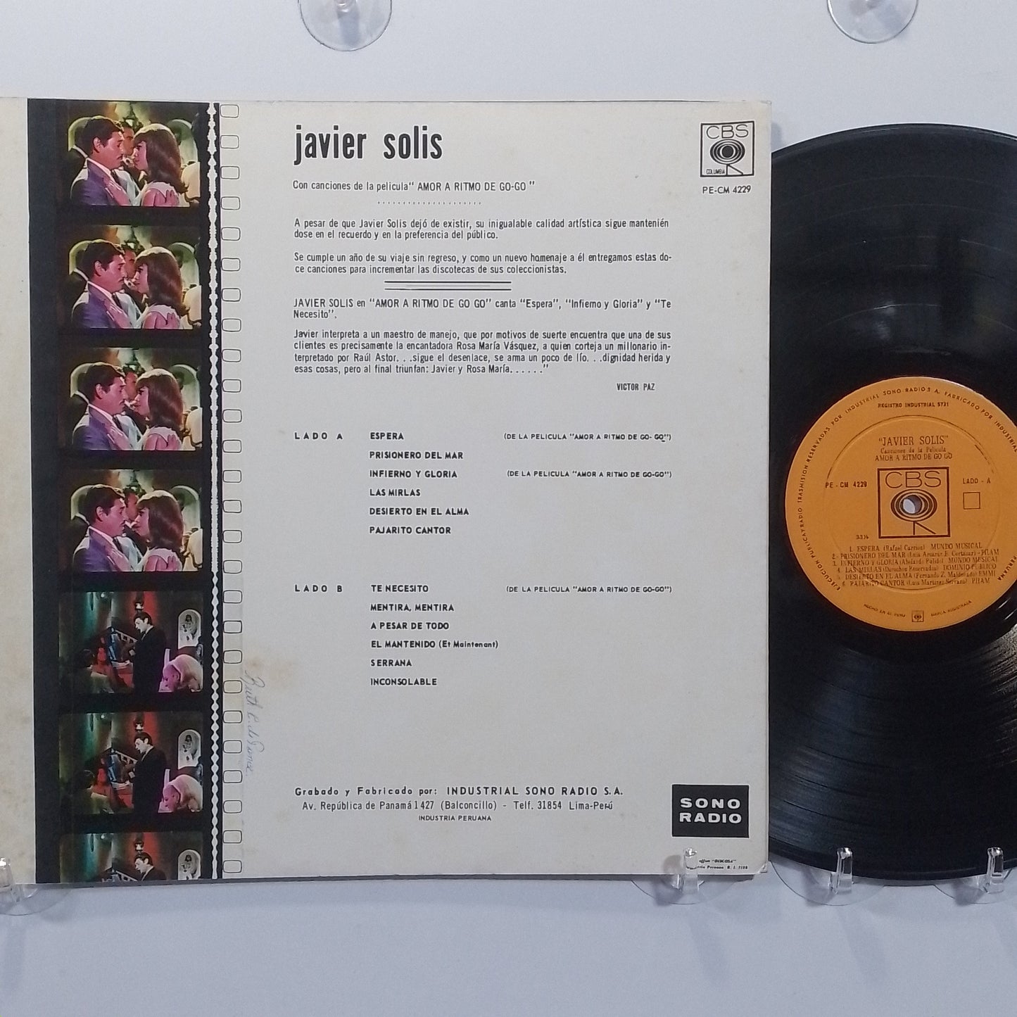 lp Javier Solis Canciones De La Pelicula Amor A Ritmo De Go Go made peru 1966 latin bolero