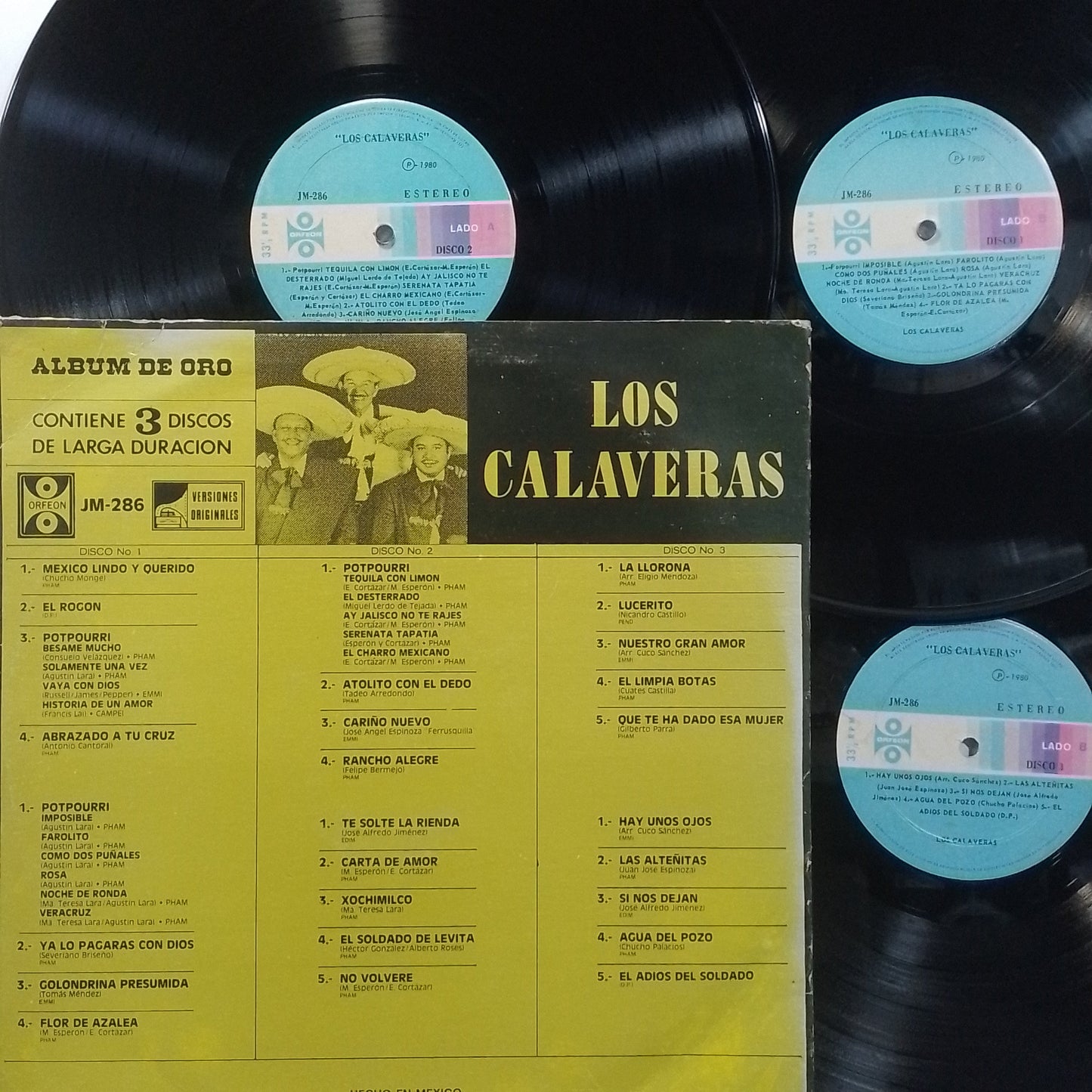 x3 lp Los Calaveras Joya Musical En 30 Exitos Originales made mexico 1980 ranchera folk