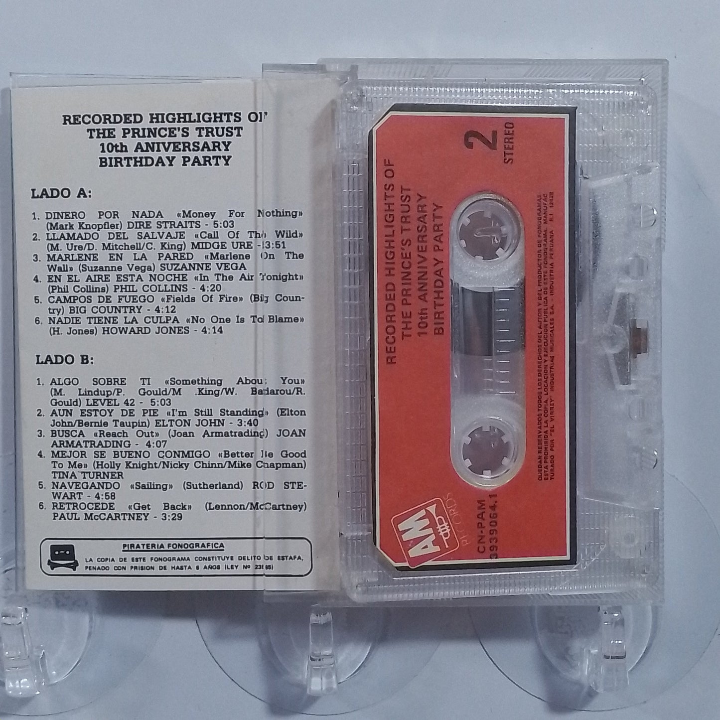 cassette Recorded Highlights Of The Prince's Trust 10th Anniversary Birthday Party Dire Straits Paul McCartney Elton John varios made peru 1987 rock
